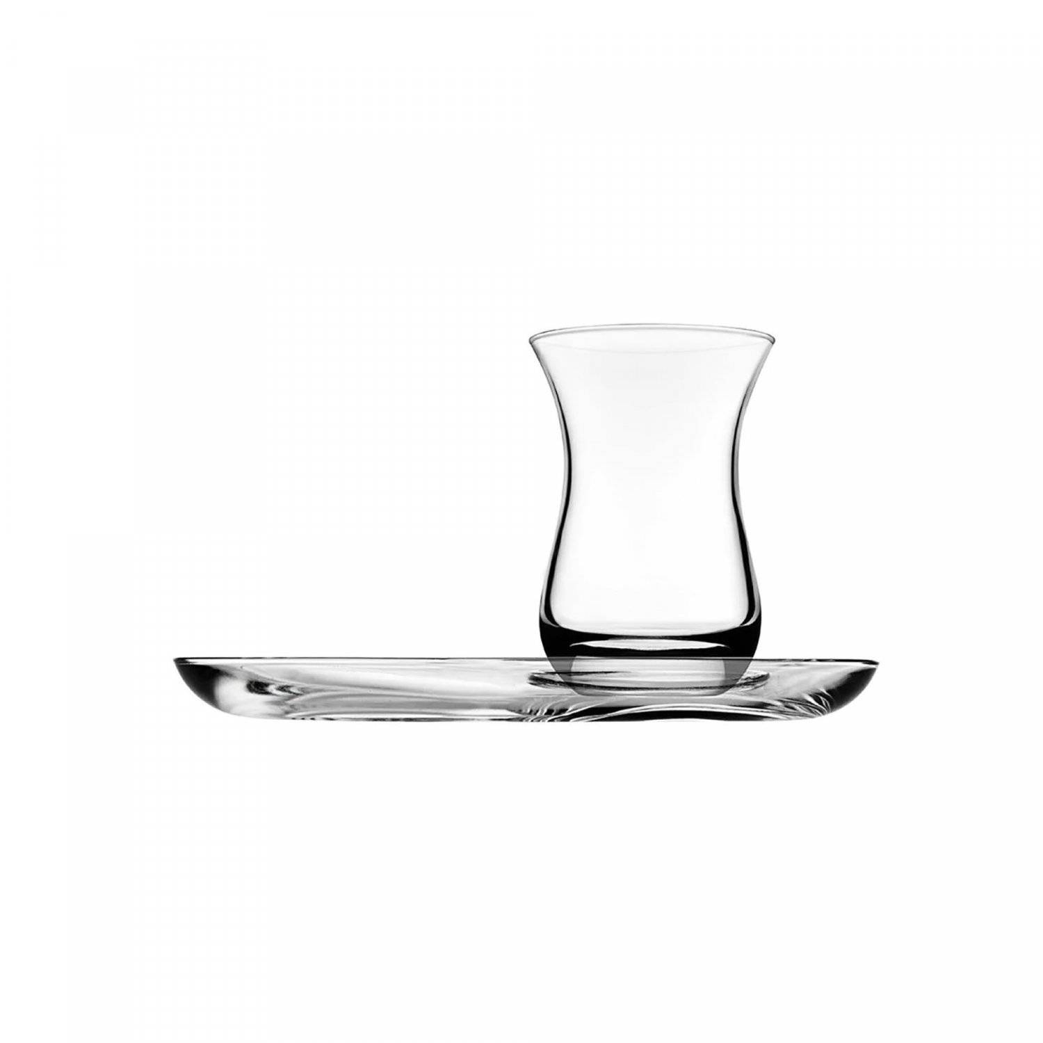 12 Tlg. Aida Teeservice-Set aus Glas 6 Teegläser mit 6 Unterteller transparent