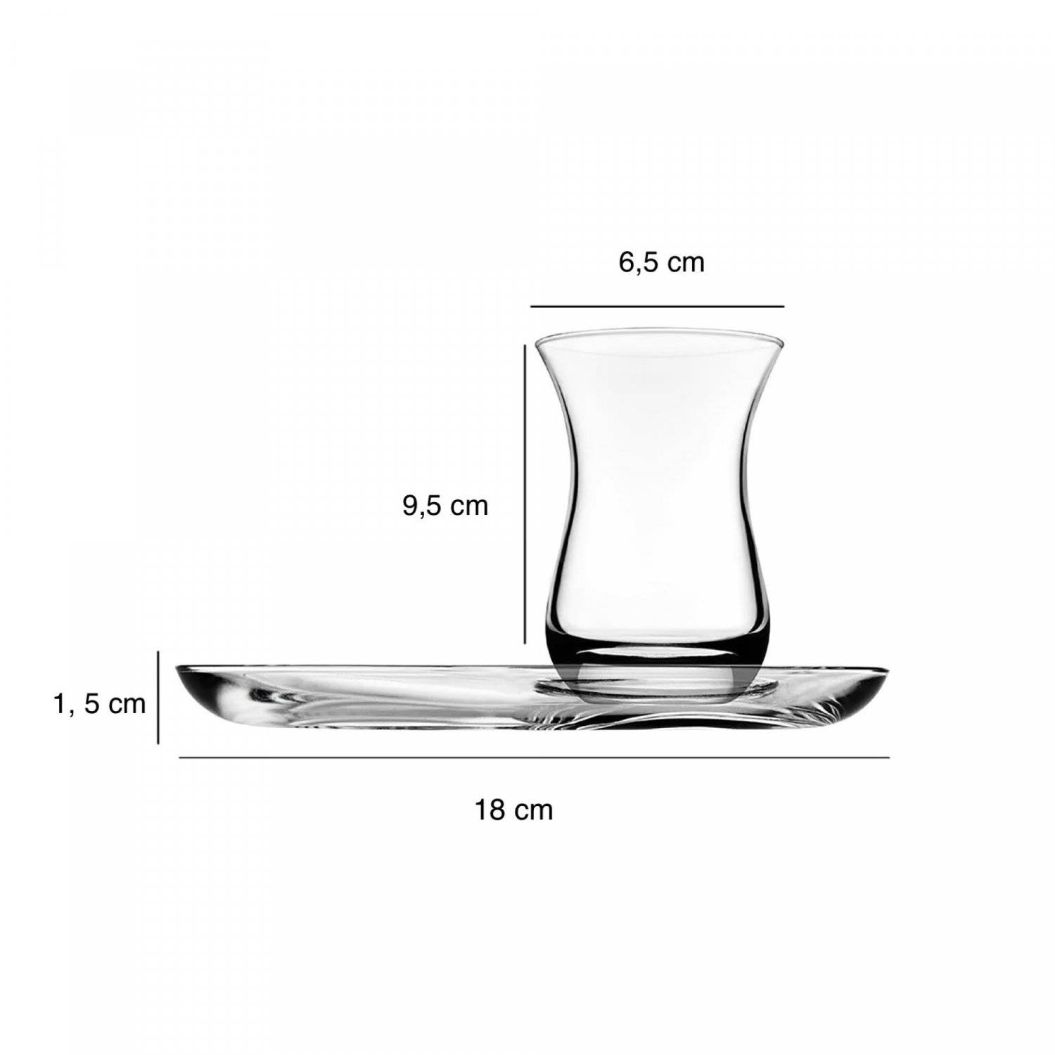12 Tlg. Aida Teeservice-Set aus Glas 6 Teegläser mit 6 Unterteller transparent