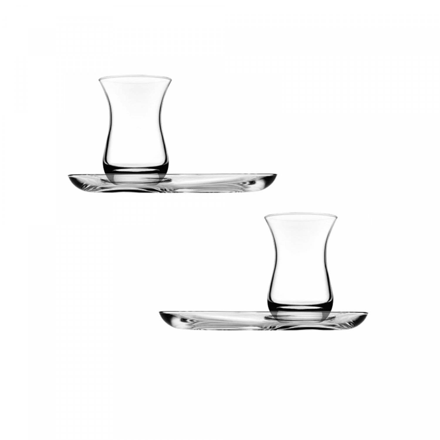 12 Tlg. Aida Teeservice-Set aus Glas 6 Teegläser mit 6 Unterteller transparent