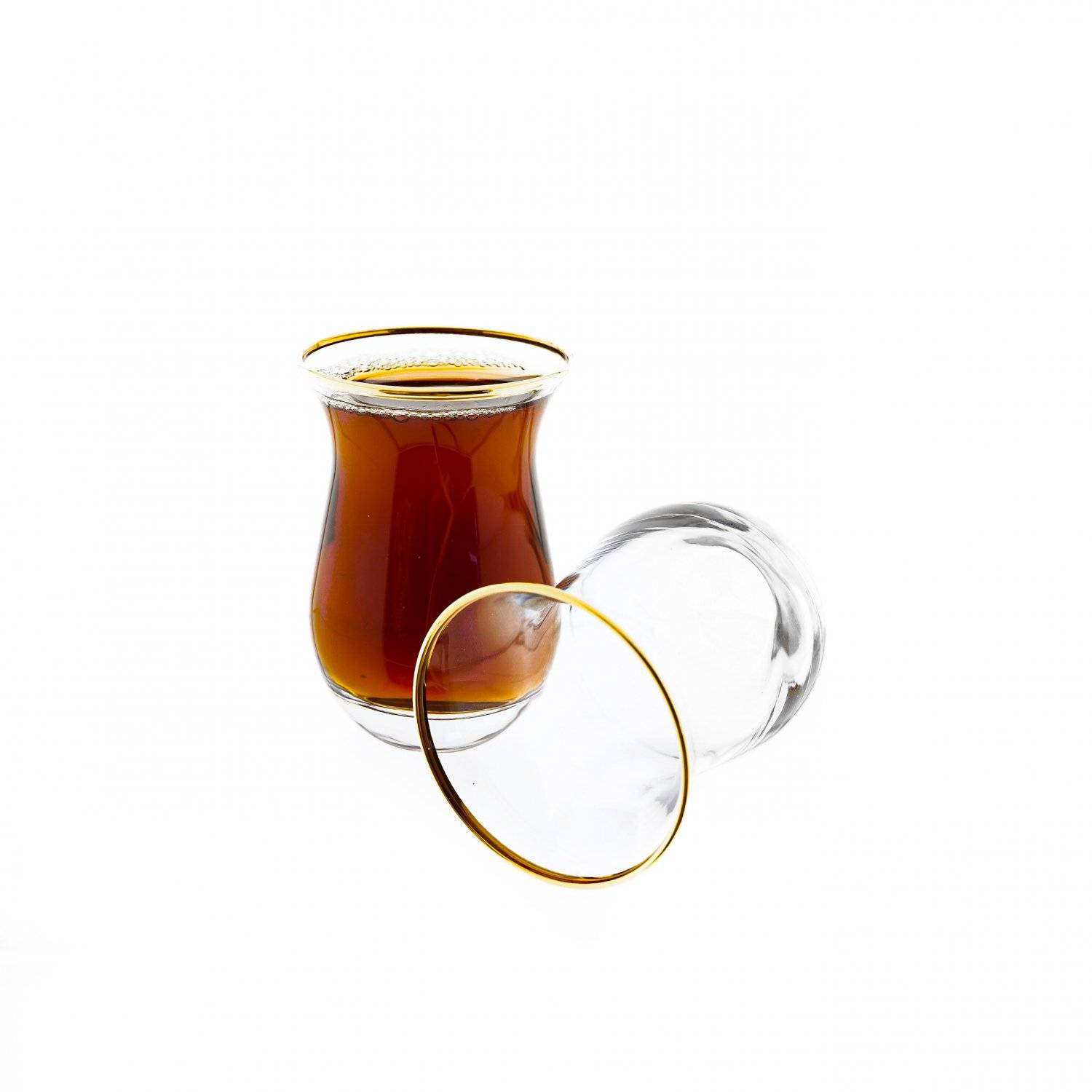 3 Teiliges Teegläser Set transparent mit Goldumrandung 175 ml aus Glas
