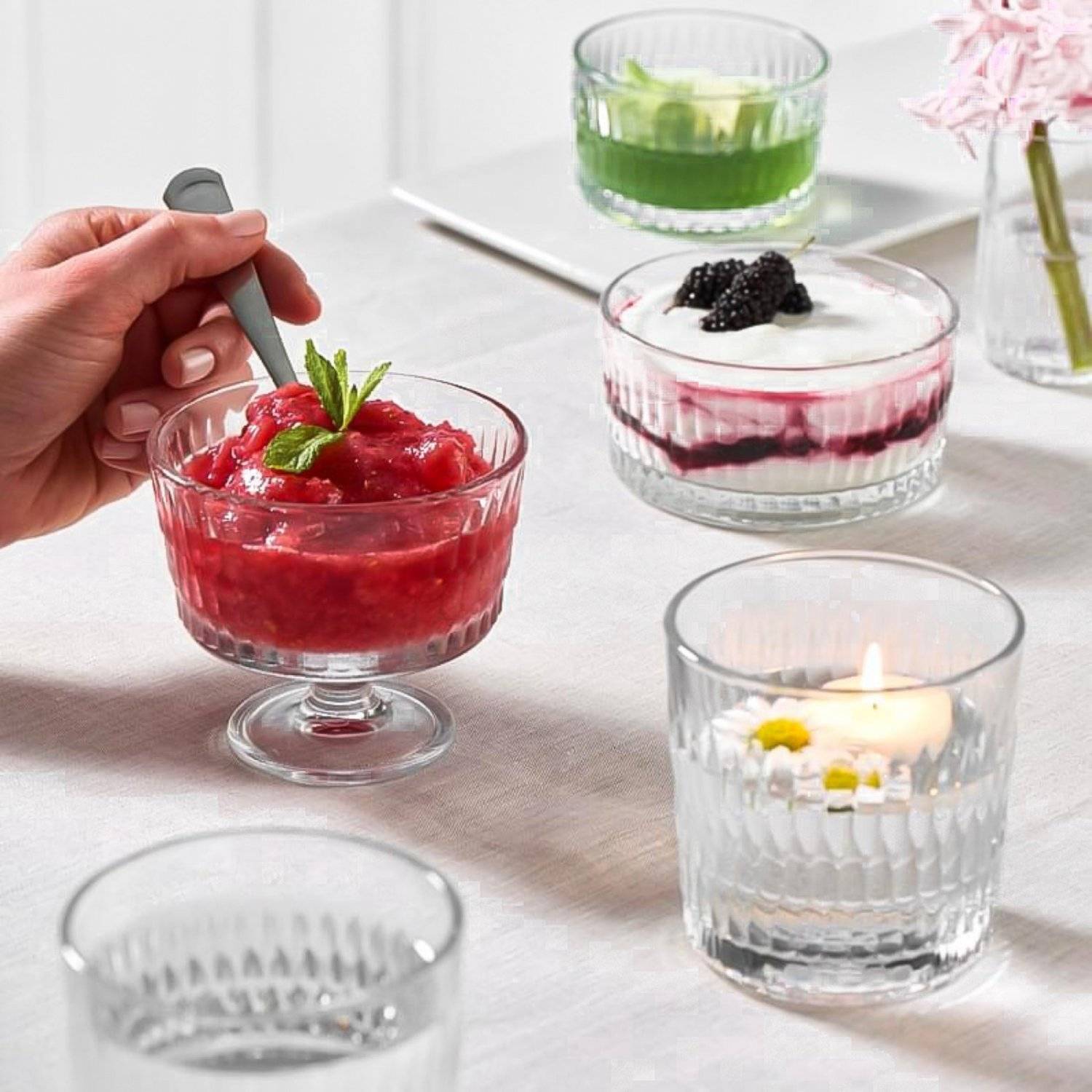 2 Teilige Schale für Eis, Pudding oder Desserts aus Glas Transparent 240 ml