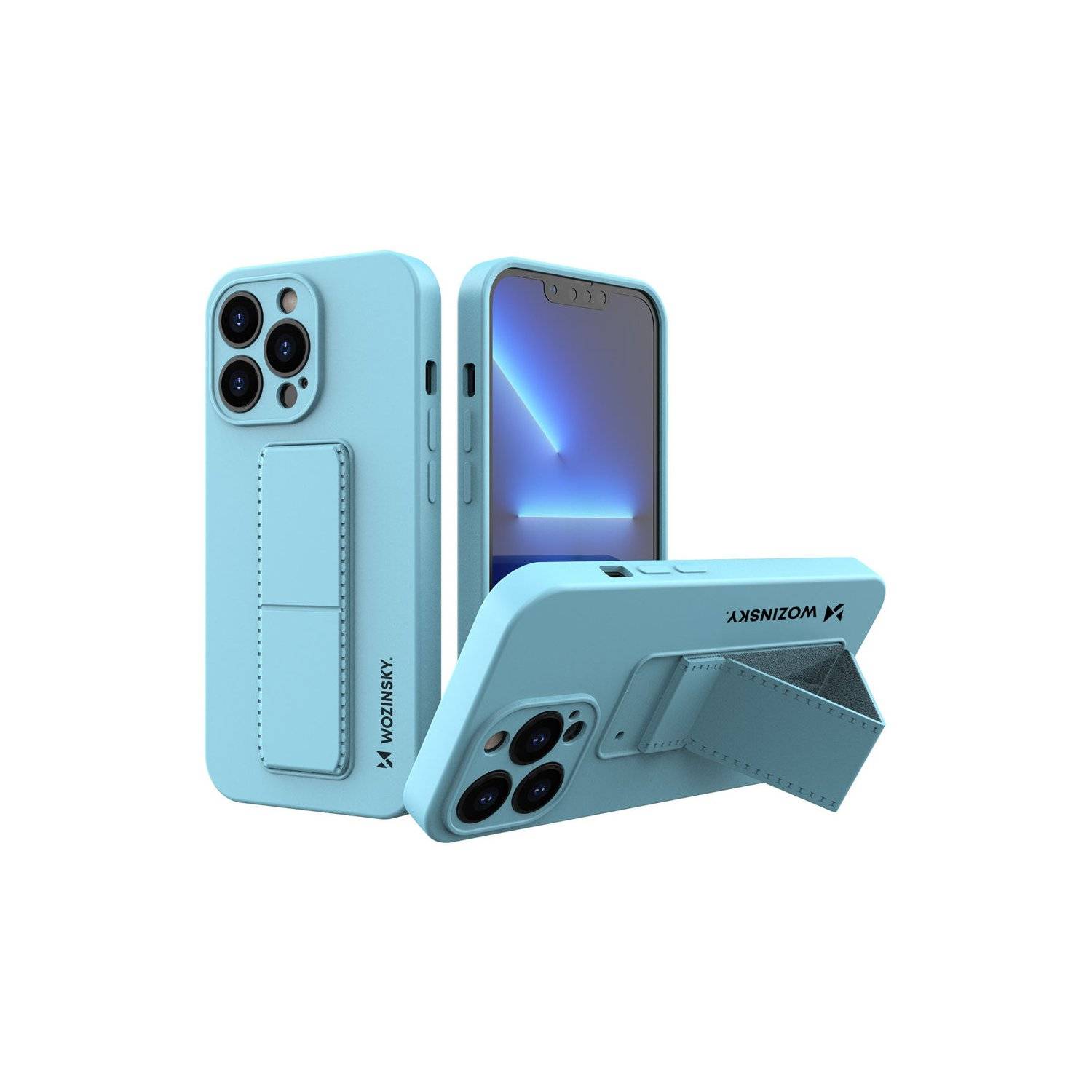 Kickstand Hülle Bumper kompatibel mit iPhone 13 Sky Blau