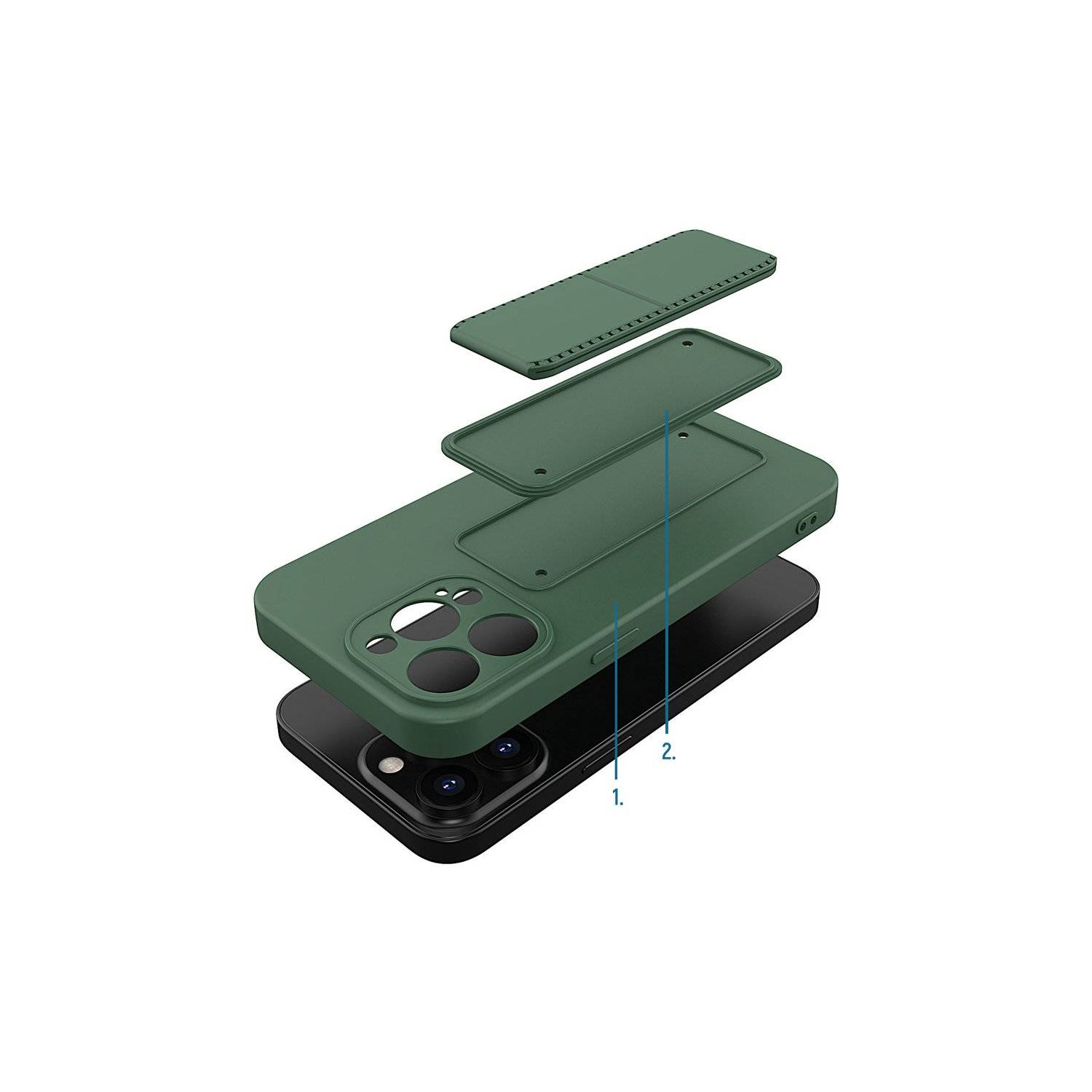 Kickstand Hülle Bumper kompatibel mit iPhone 13 Sky Blau