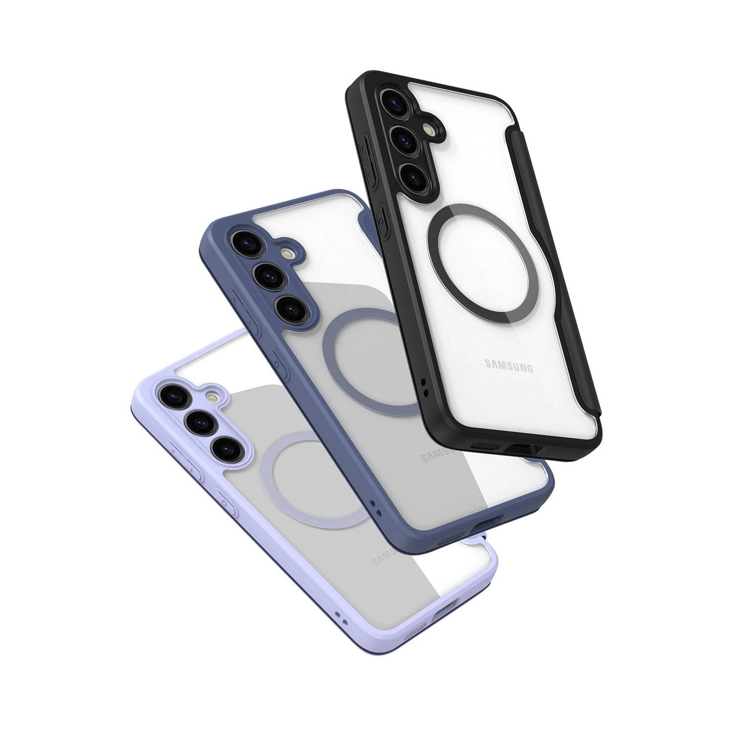 Skin X Pro Hülle mit Magnetring und Klappe kompatibel mit Samsung Galaxy S24 Blau