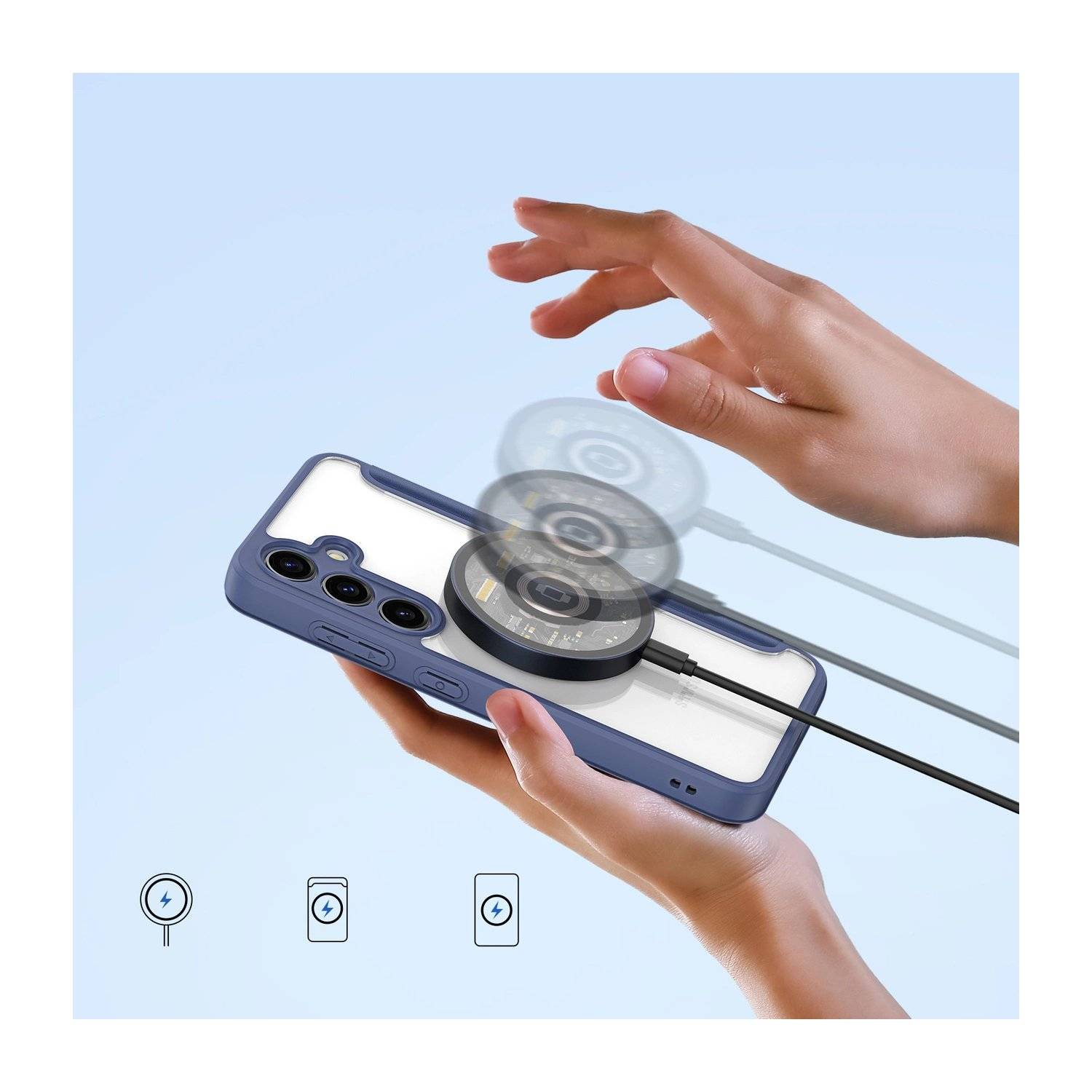 Skin X Pro Hülle mit Magnetring und Klappe kompatibel mit Samsung Galaxy S24 Plus Blau