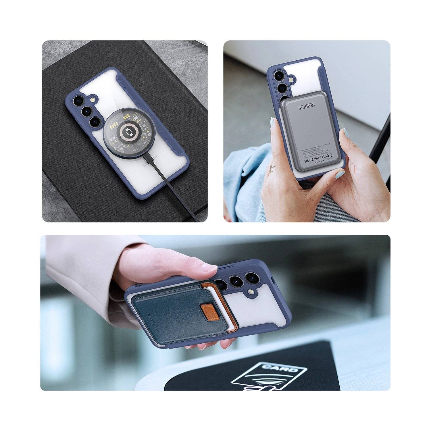 Skin X Pro Hülle mit Magnetring und Klappe kompatibel mit Samsung Galaxy S24 Plus Blau