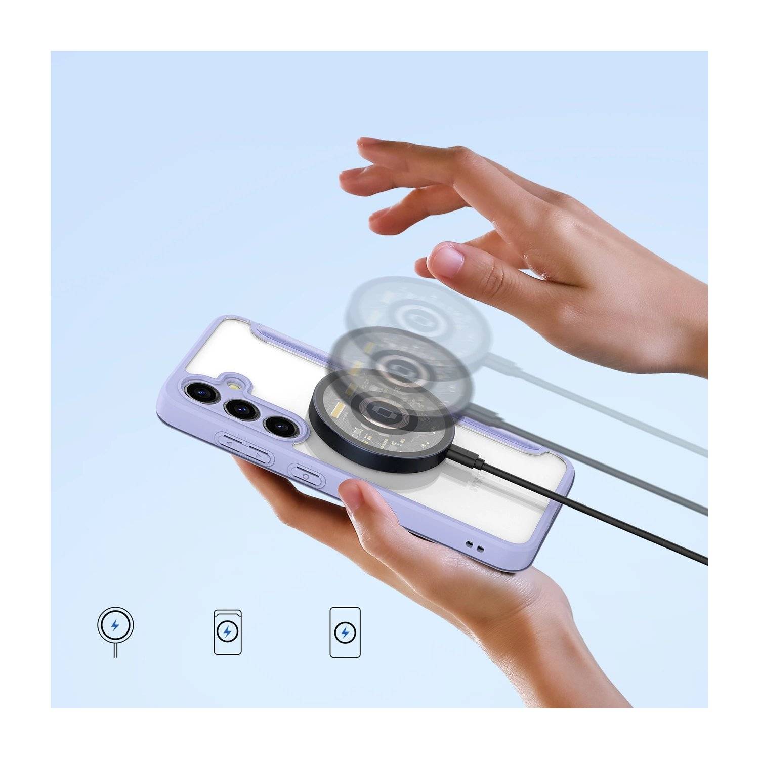 Skin X Pro Hülle mit Magnetring und Klappe kompatibel mit Samsung Galaxy S24 Lila