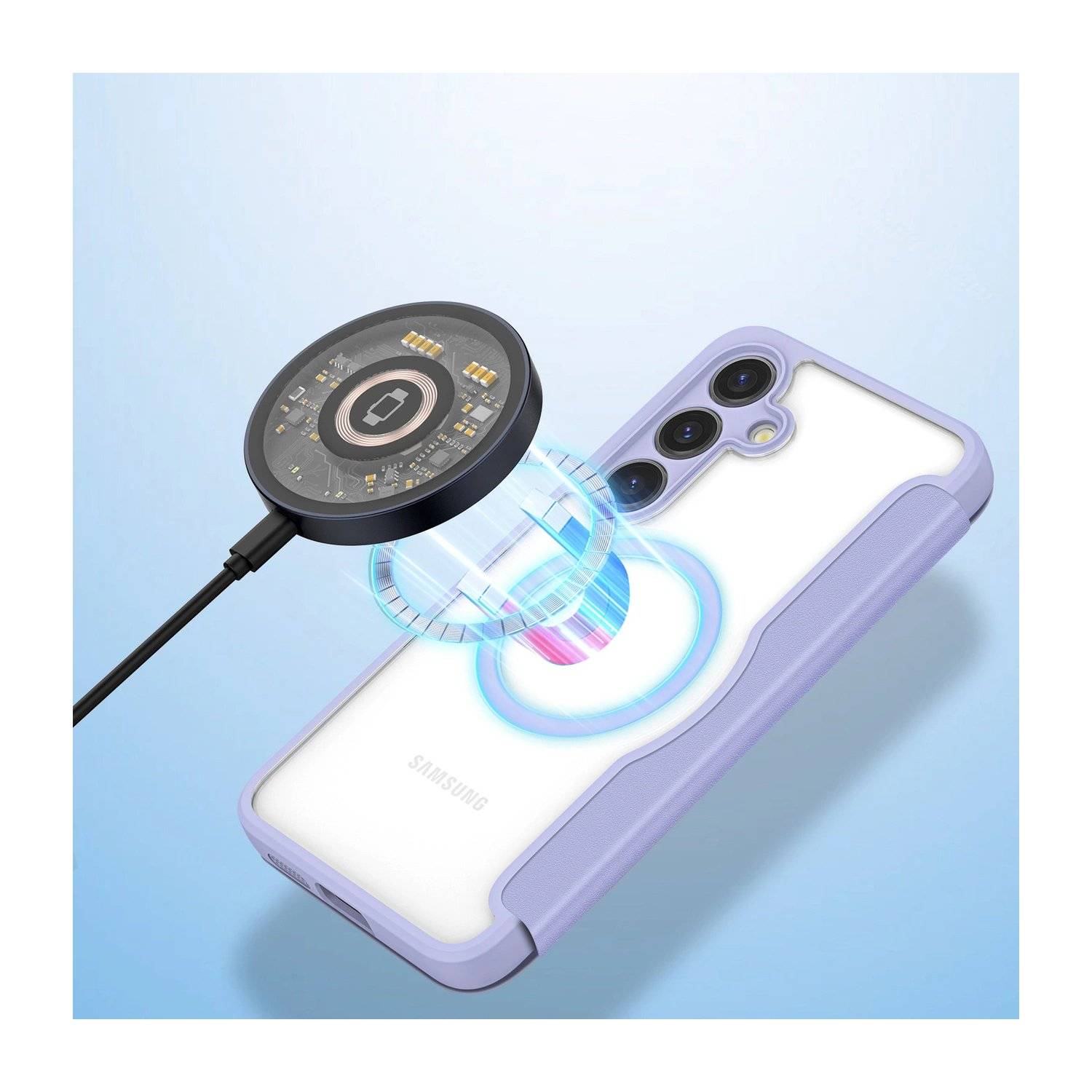 Skin X Pro Hülle mit Magnetring und Klappe kompatibel mit Samsung Galaxy S24 Lila