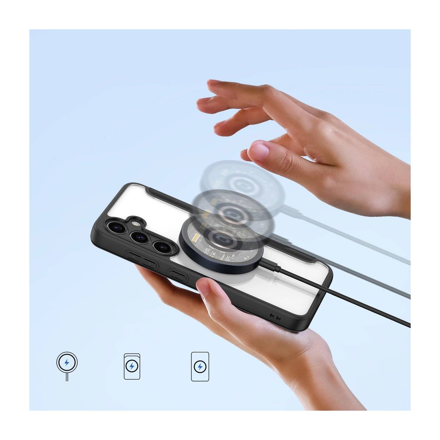 Skin X Pro Hülle mit Magnetring und Klappe kompatibel mit Samsung Galaxy S24 Schwarz