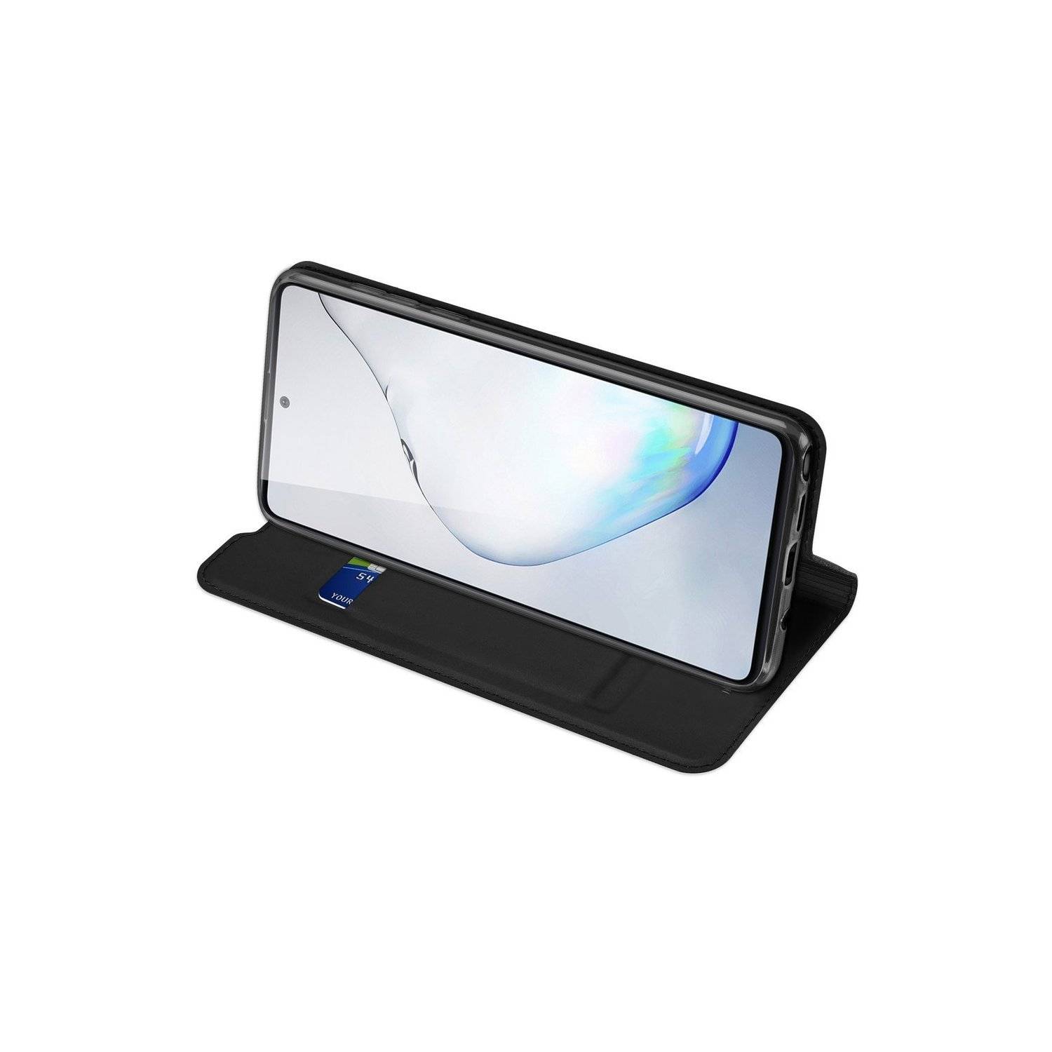 Skin Pro Hülle mit Klappe und Kartenfach kompatibel mit Xiaomi Redmi Note 13 4G Schwarz