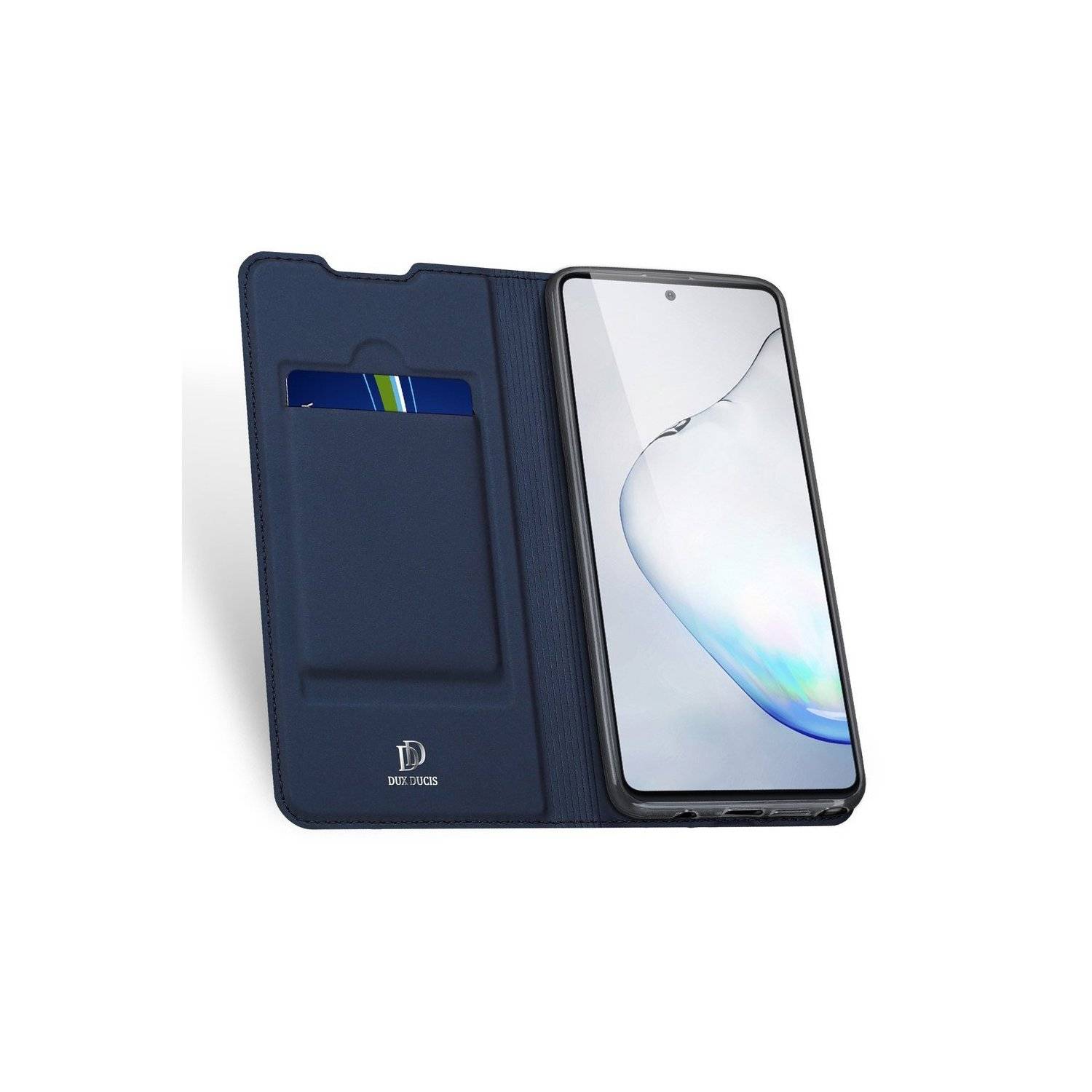 Skin Pro Hülle mit Klappe und Kartenfach kompatibel mit Xiaomi Redmi Note 13 4G Blau