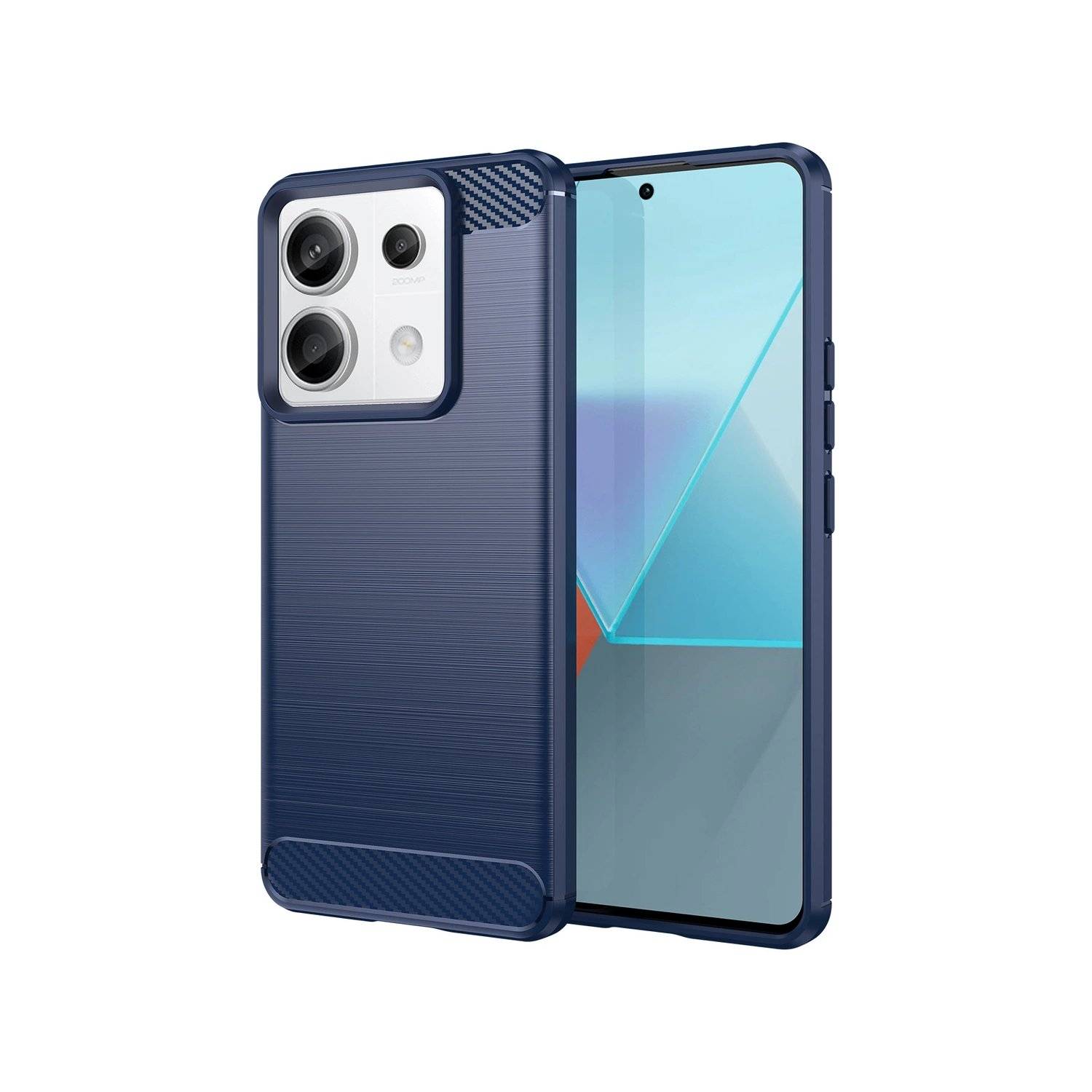 Carbon Case Hülle kompatibel mit Xiaomi Redmi Note 13 5G flexible Silikon-Carbon-Hülle blau