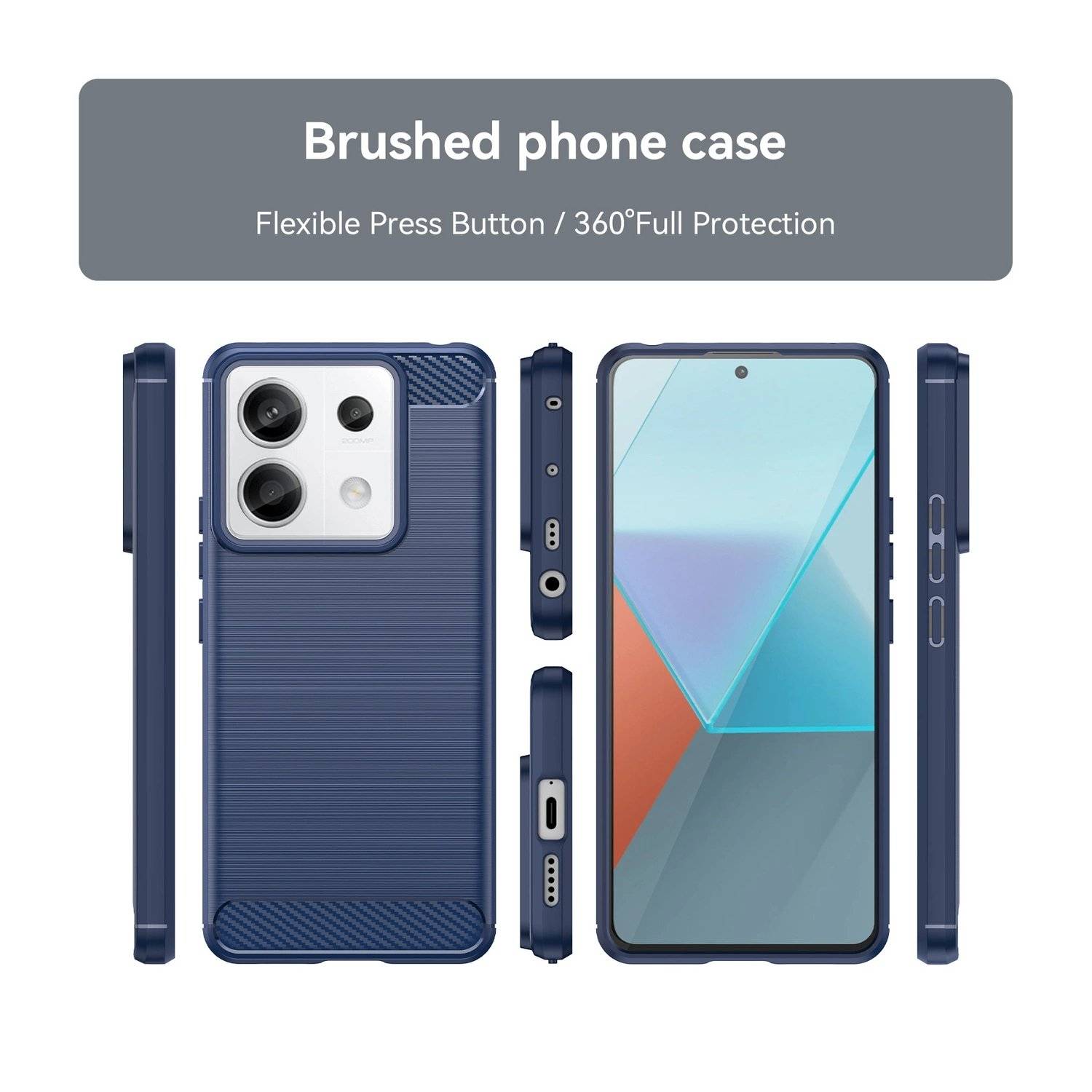 Carbon Case Hülle kompatibel mit Xiaomi Redmi Note 13 5G flexible Silikon-Carbon-Hülle blau