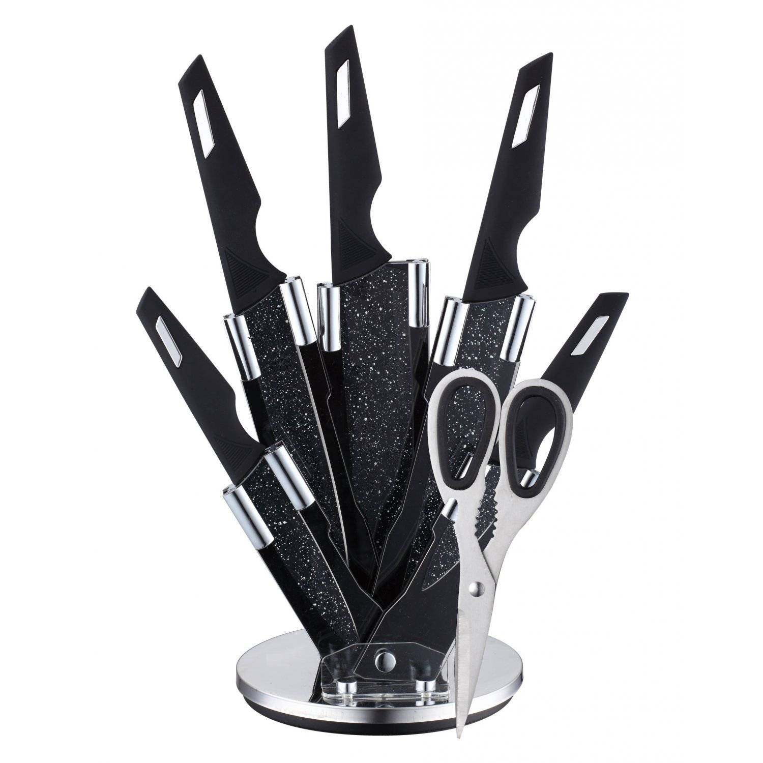 7-teiliges Küchenmesser-Set für Hobbyköche All-in-One Lösung für Ihre Küche Marmor Schwarz