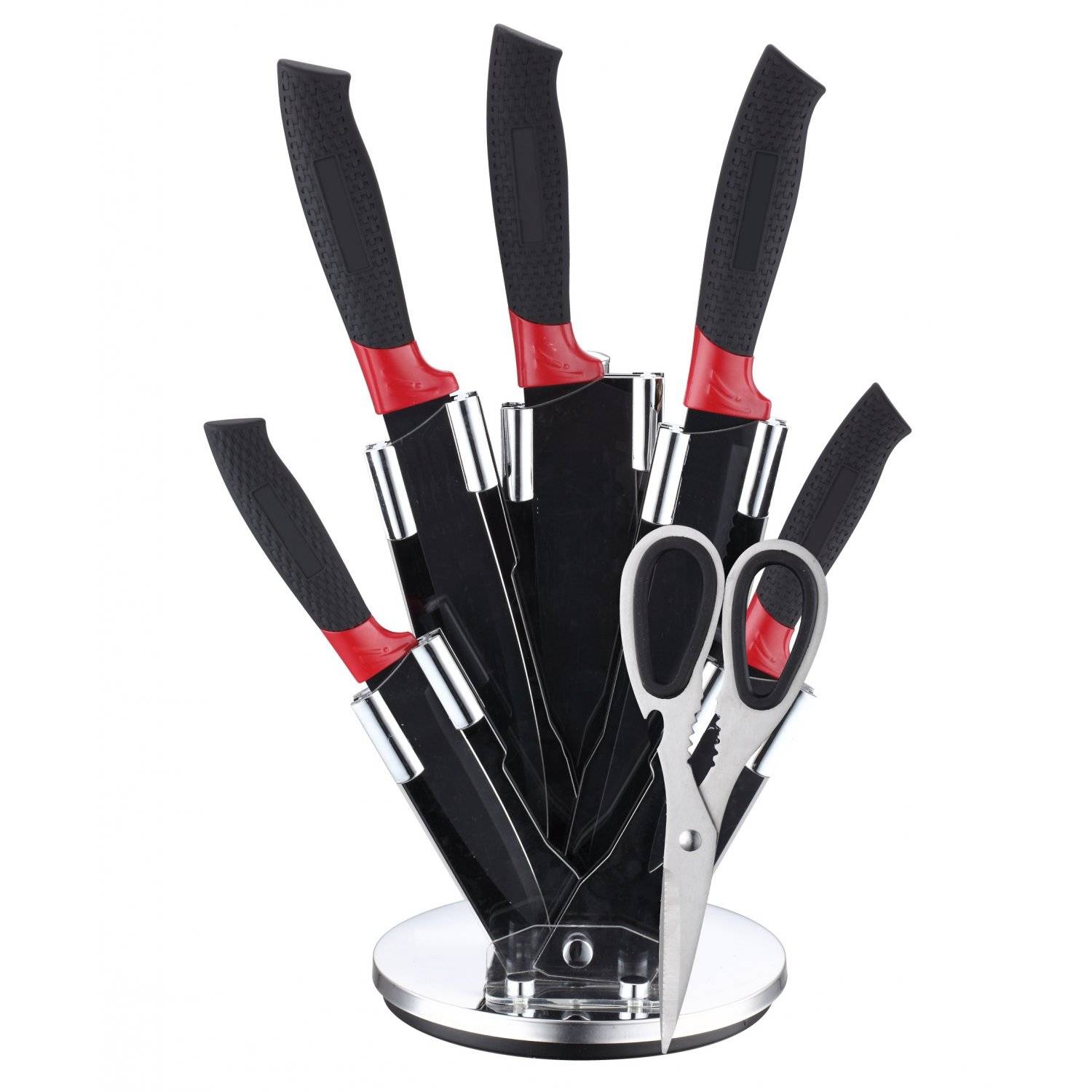 7-teiliges Küchenmesser-Set für Hobbyköche All-in-One Lösung für Ihre Küche Schwarz/Rot