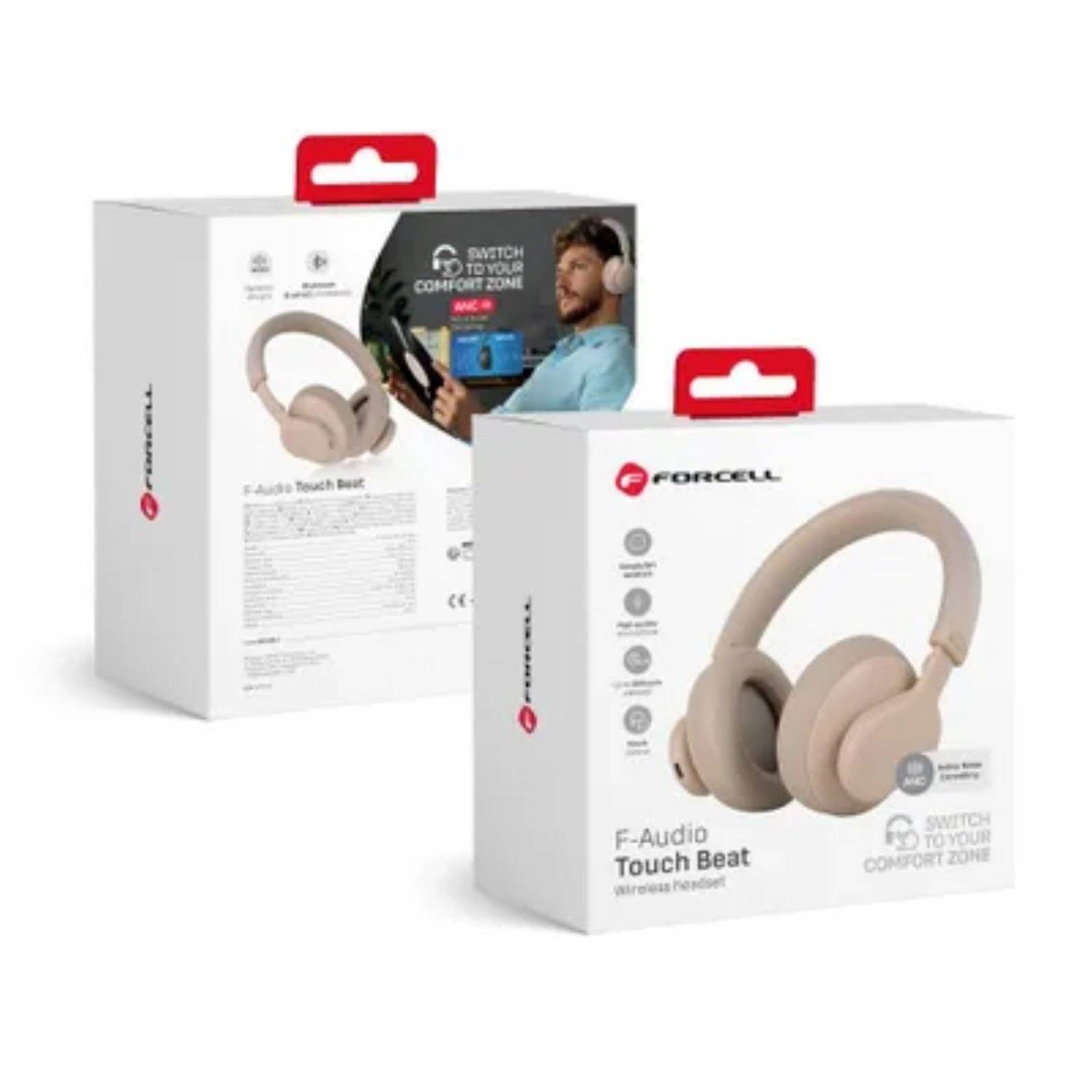 FORCELL F-AUDIO Kabellose Over-Ear-Kopfhörer ANC Touch Beat Bluetooth Kopfhörer 500mAh Rosa