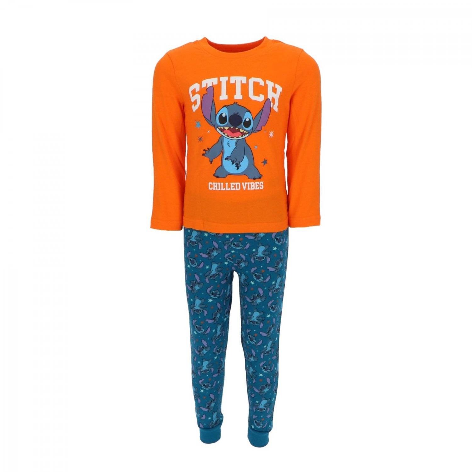 Lilo & Stitch atmungsaktiver Pyjama Schlafanzug für Kinder Baumwolle Orange 104