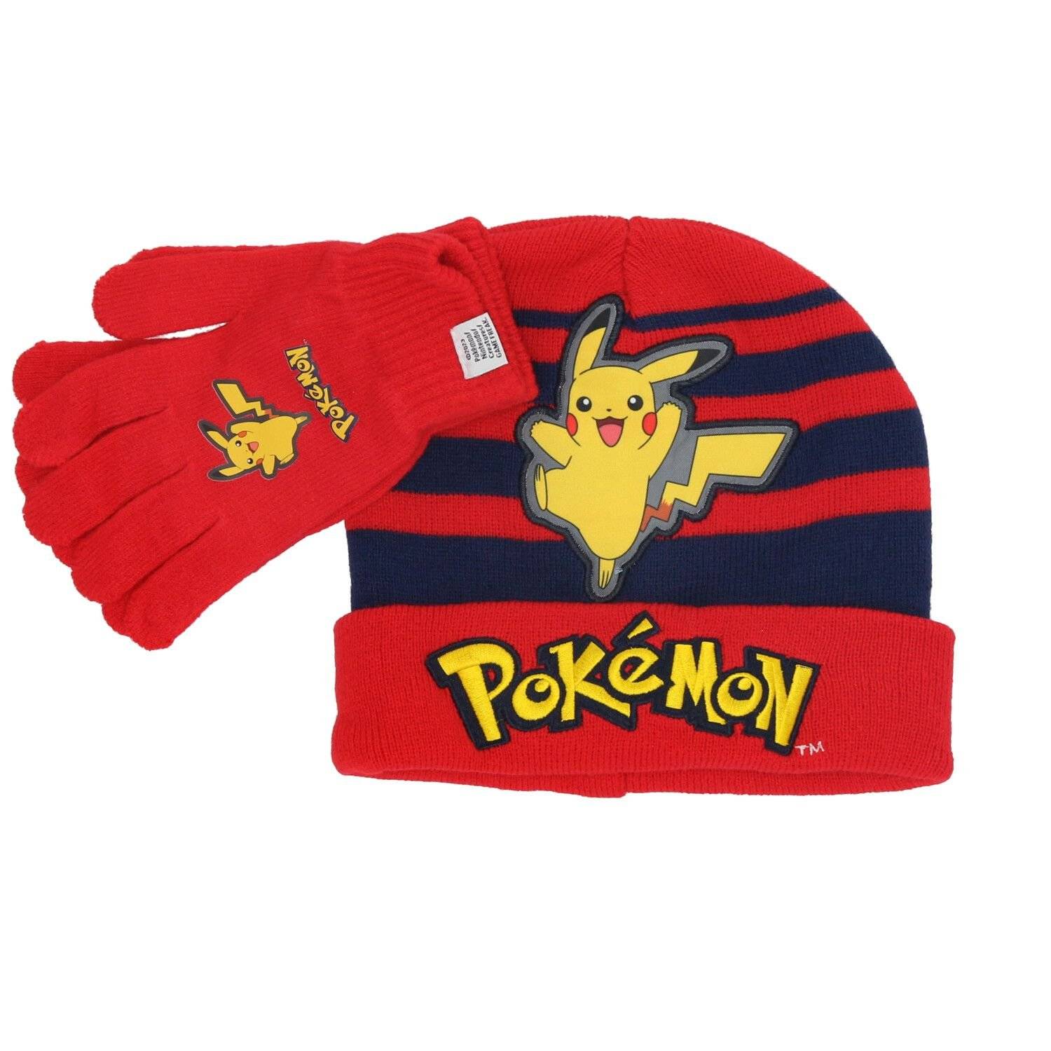 Pokémon Mütze und Handschuhe für Kinder Perfekter Schutz im Winter Rot