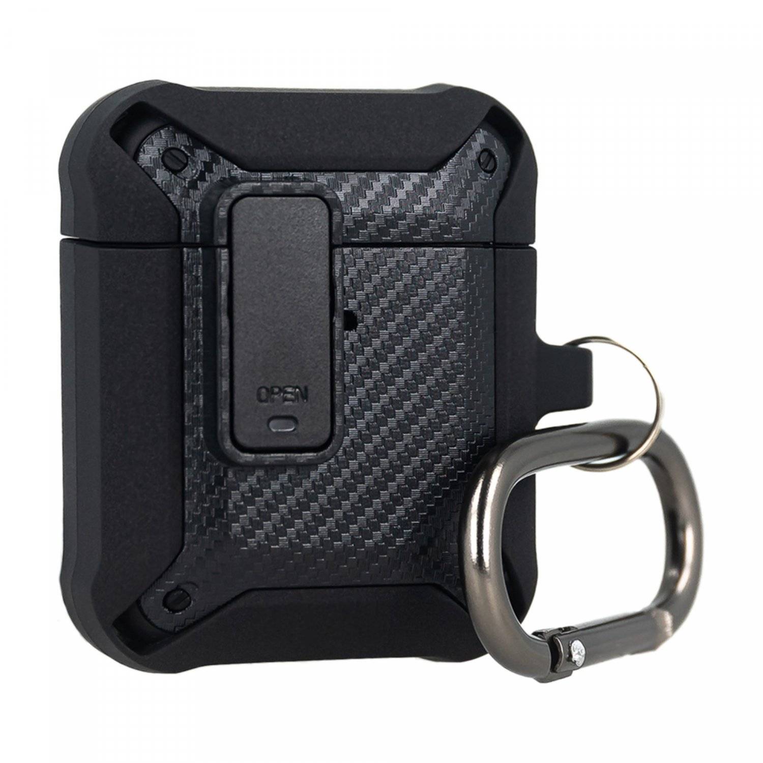 Kopfhörerhülle Nitro Etui kompatibel mit AirPods 3 aus TPU mit einem Karabiner Schwarz