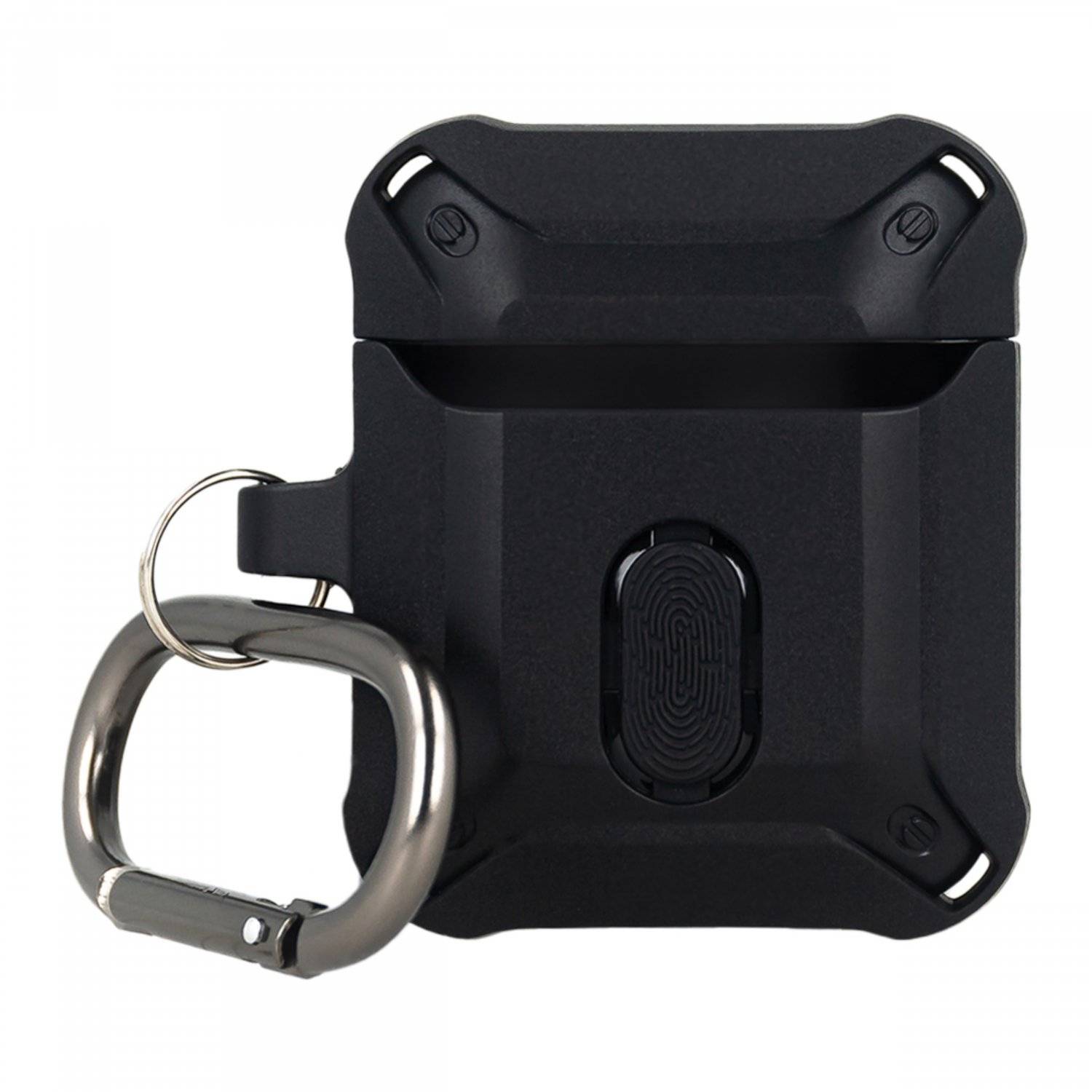Kopfhörerhülle Nitro kompatibel mit AirPods 2 aus TPU mit Karabineranhänger Schwarz