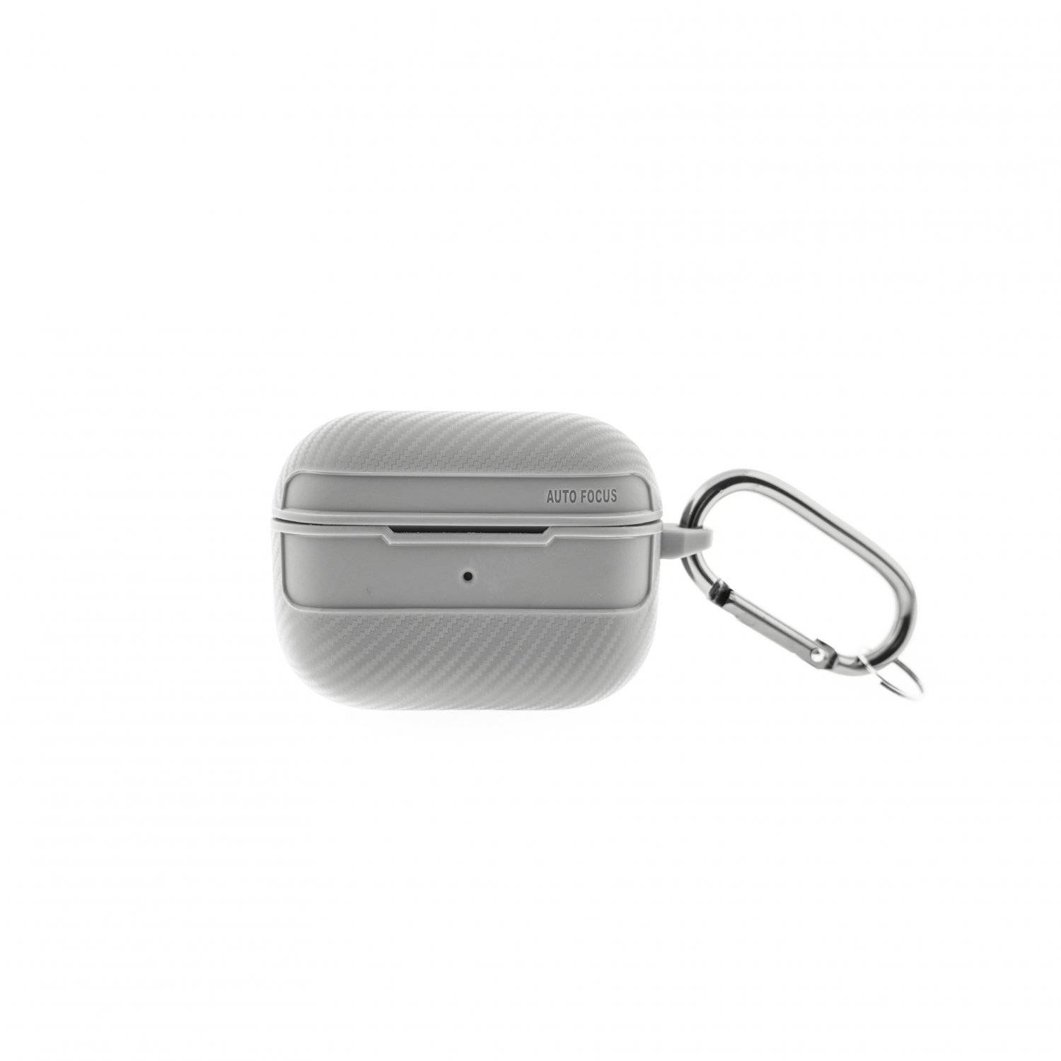 Kopfhörerhülle Carbon Etui kompatibel mit AirPods 3 mit Karabineranhänger Grau