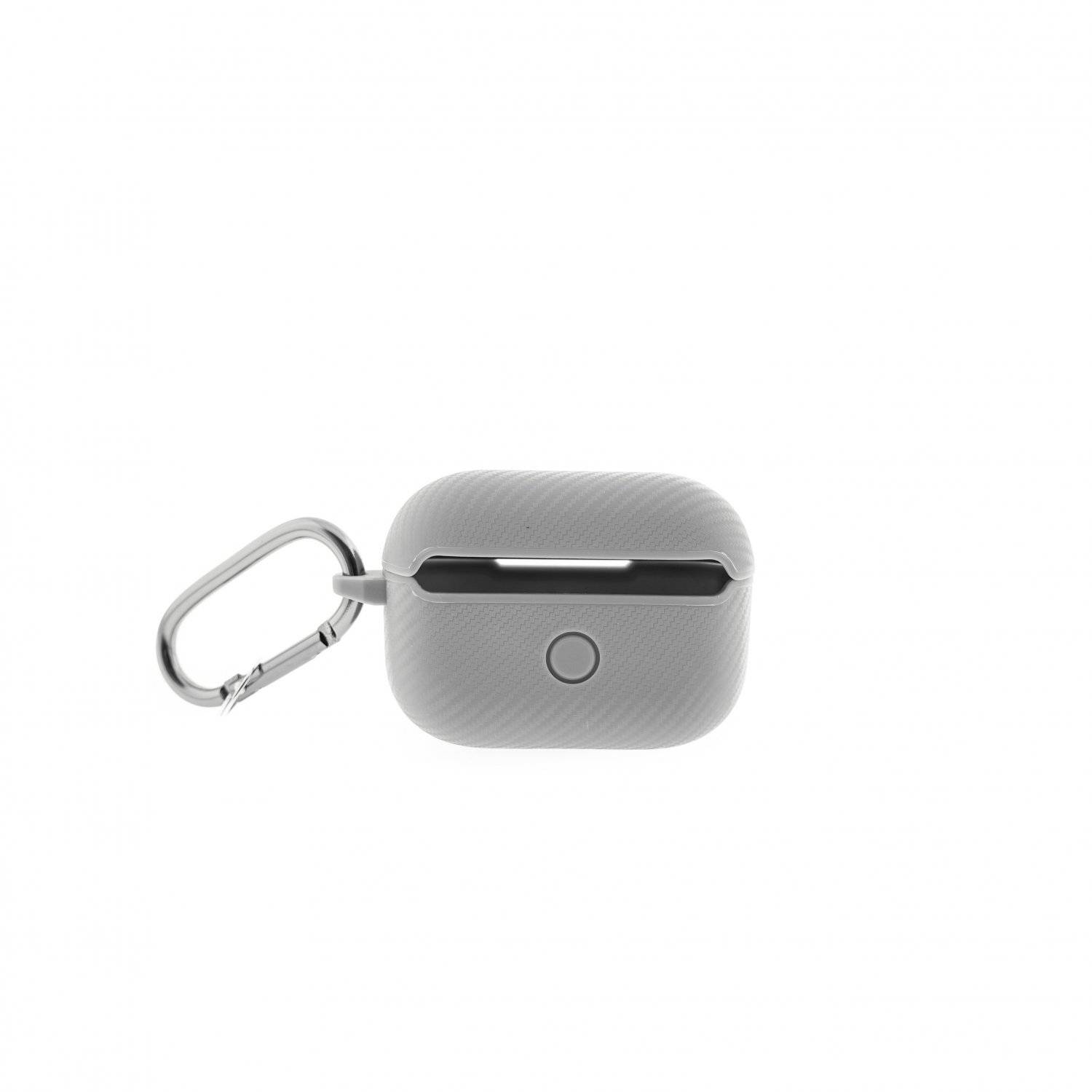 Kopfhörerhülle Carbon Etui kompatibel mit AirPods 3 mit Karabineranhänger Grau