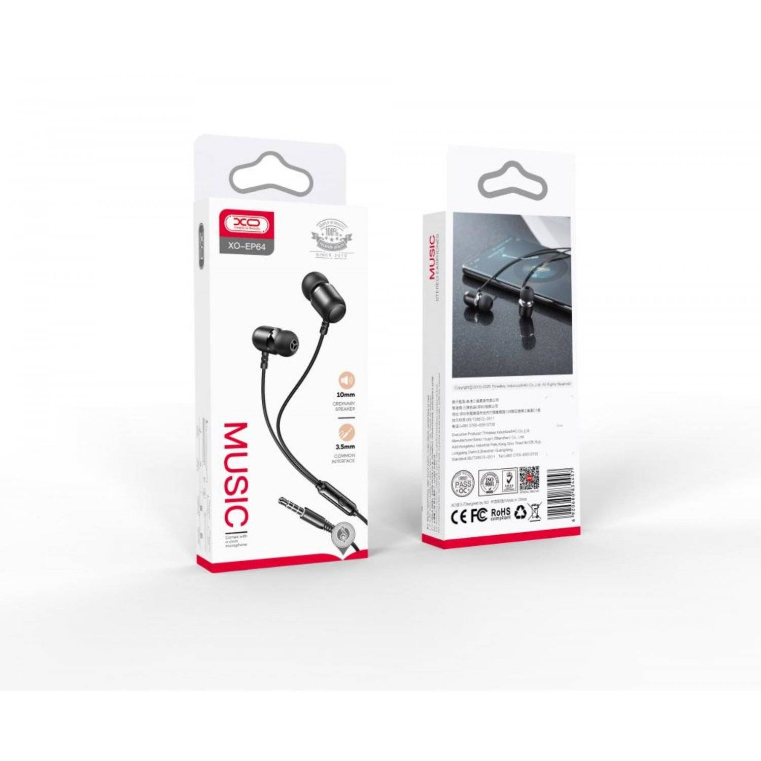 Kabelgebundene Kopfhörer mit 3,5mm Buchse in Schwarz In-Ear-Kopfhörer 1,2m