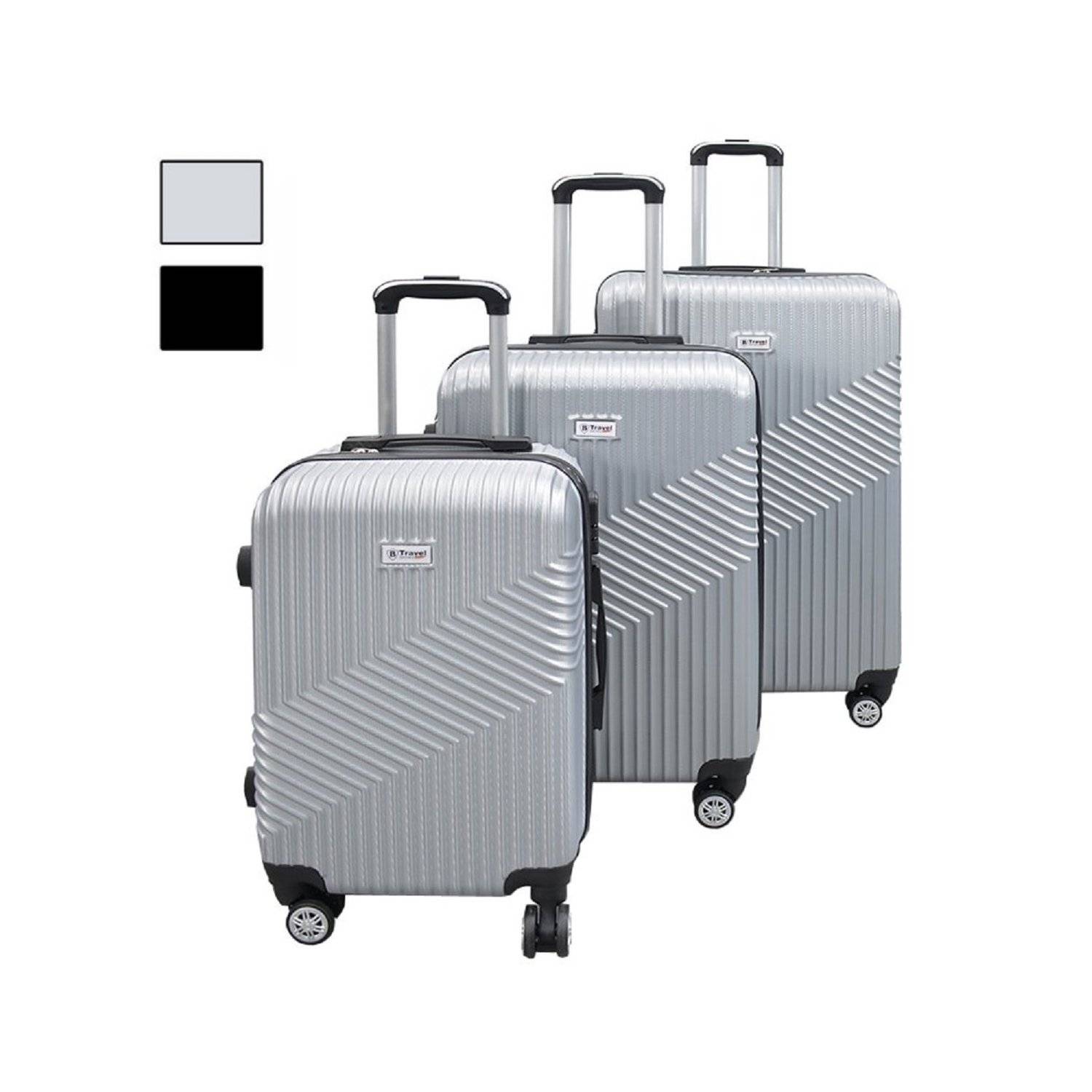 Trolley Set Reisekoffer 3-teilig - ABS Hartschale für jede Reise Silber