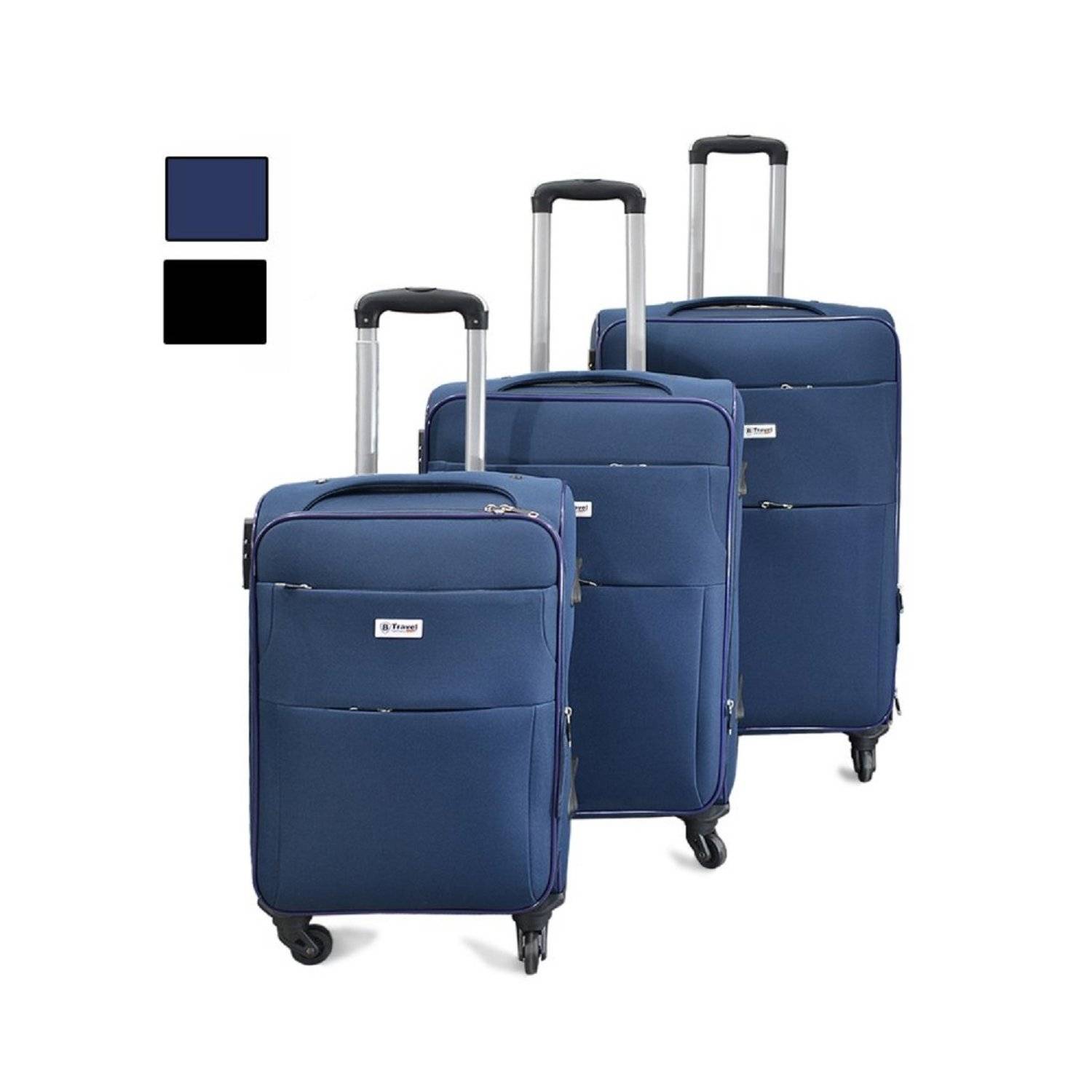 3-teiliges Trolley-Set Weiche Reisekoffer für komfortables Reisen Dunkelblau