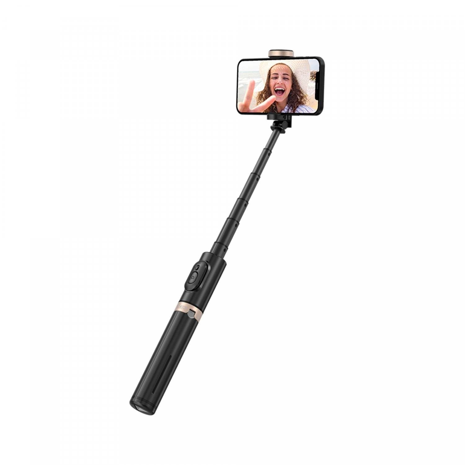 XO Selfie-Stick Stativ mit Bluetooth Verbindung in Schwarz 72 cm Tragbar & Rotierbar