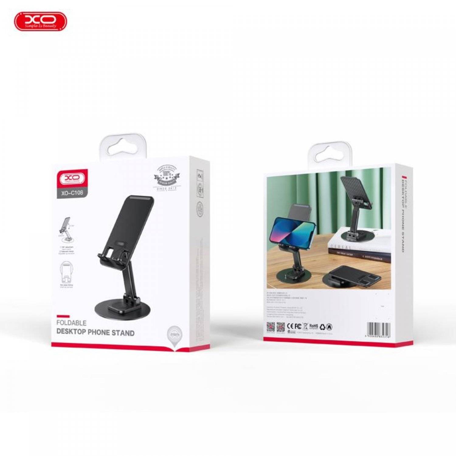 XO Handyhalterung in Schwarz universeller & tragbarer Smartphone-Ständer