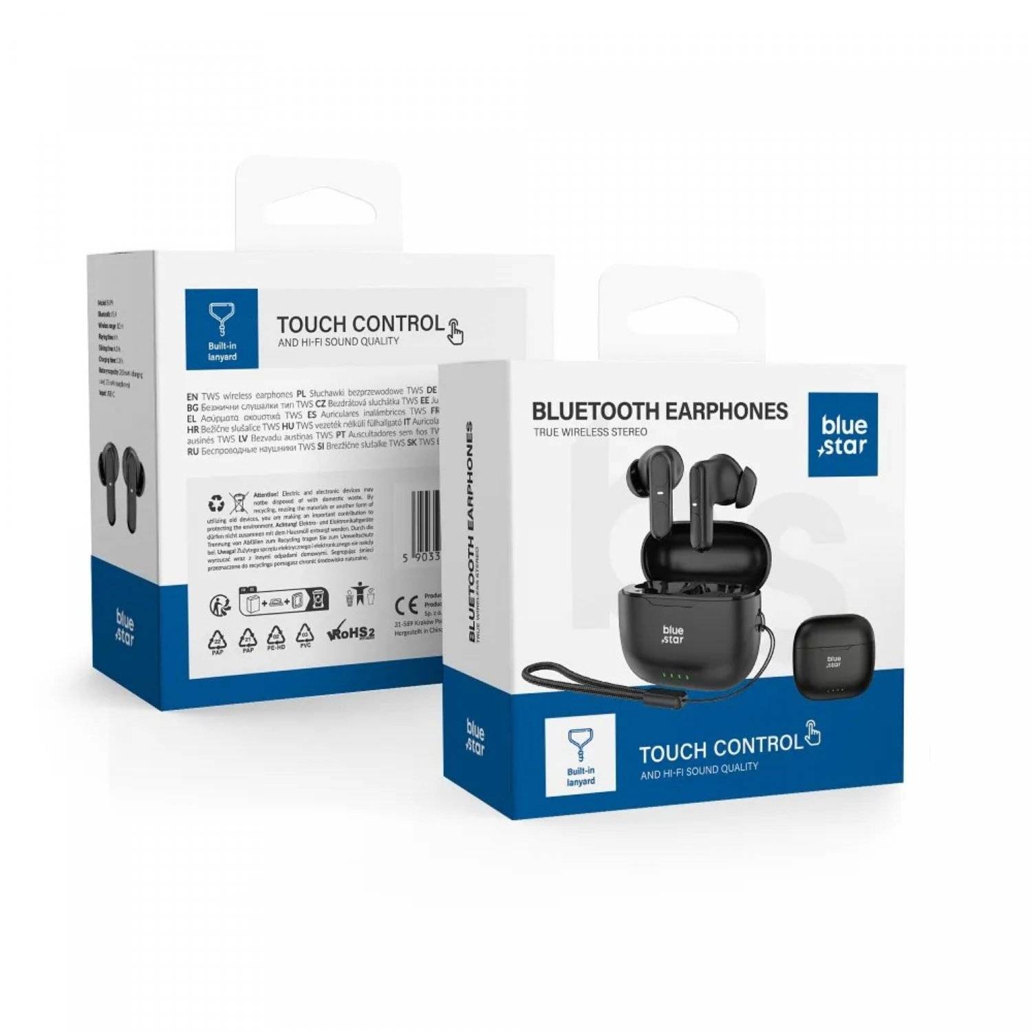 Bluetooh Kopfhörer in Schwarz kabellose In-Ear-Kopfhörer Wasserdicht Bluetooth 5.4