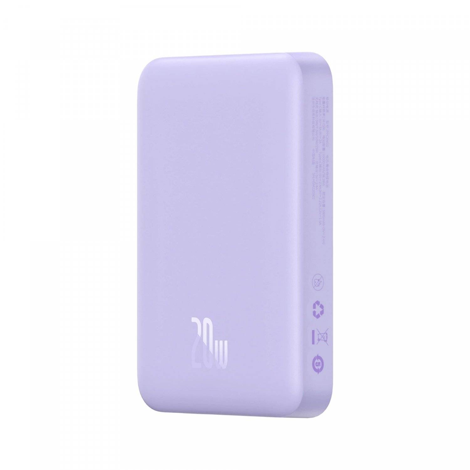 Magnetische Mini-Induktions-Powerbank 10000 mAh 20W + USB-C – USB-C-Kabel Lila