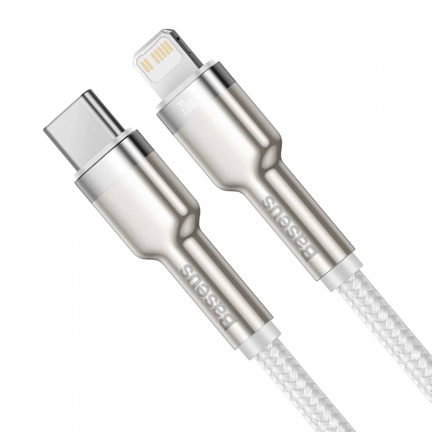Schnellladekabel Metalldatenkabel USB-C kompatibel mit iPhone 20W in Weiß 2 m