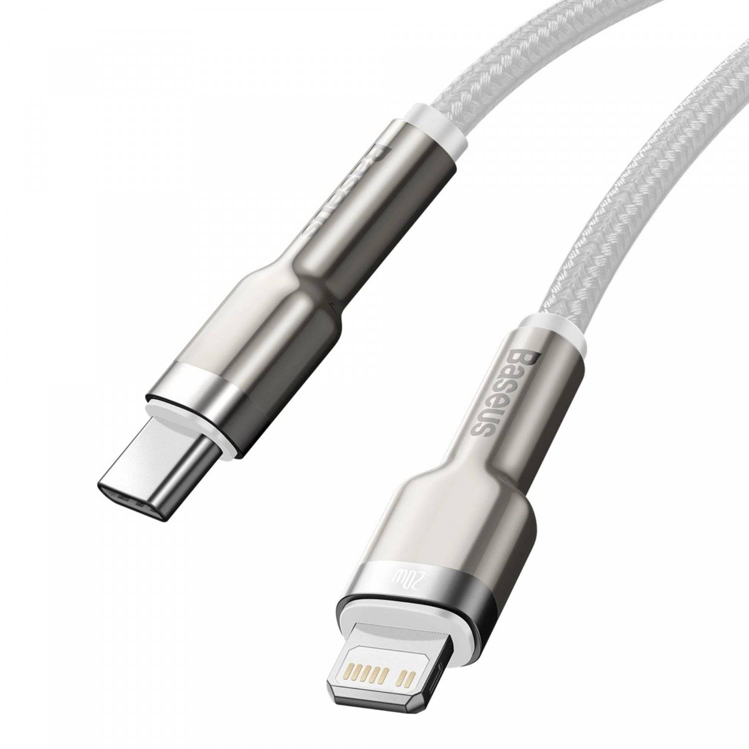 Schnellladekabel Metalldatenkabel USB-C kompatibel mit iPhone 20W in Weiß 2 m