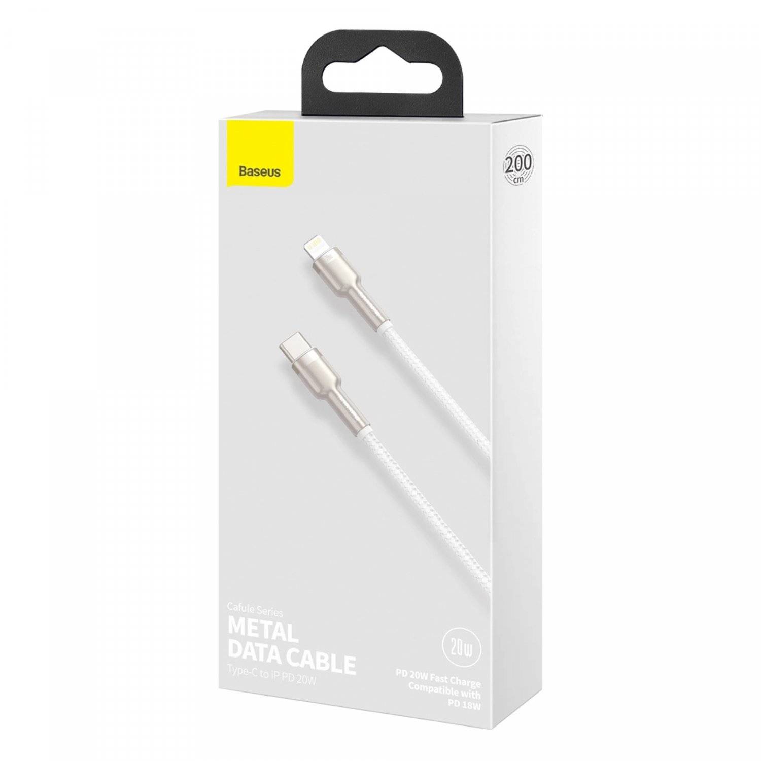 Schnellladekabel Metalldatenkabel USB-C kompatibel mit iPhone 20W in Weiß 2 m