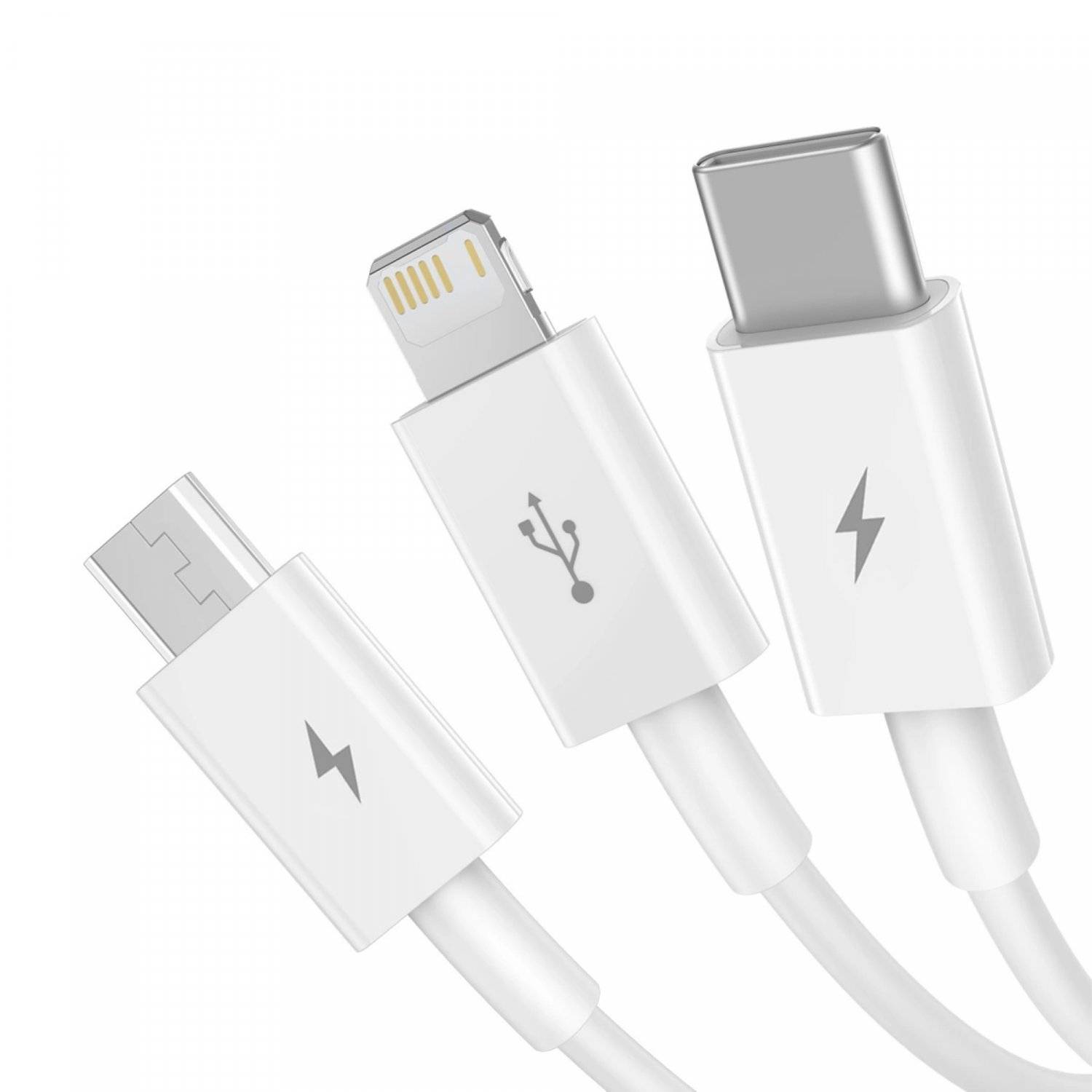 Baseus Superior Series USB-A kompatibel mit iPhone, USB-C, microUSB 3,5A-Kabel Weiß 0,5m