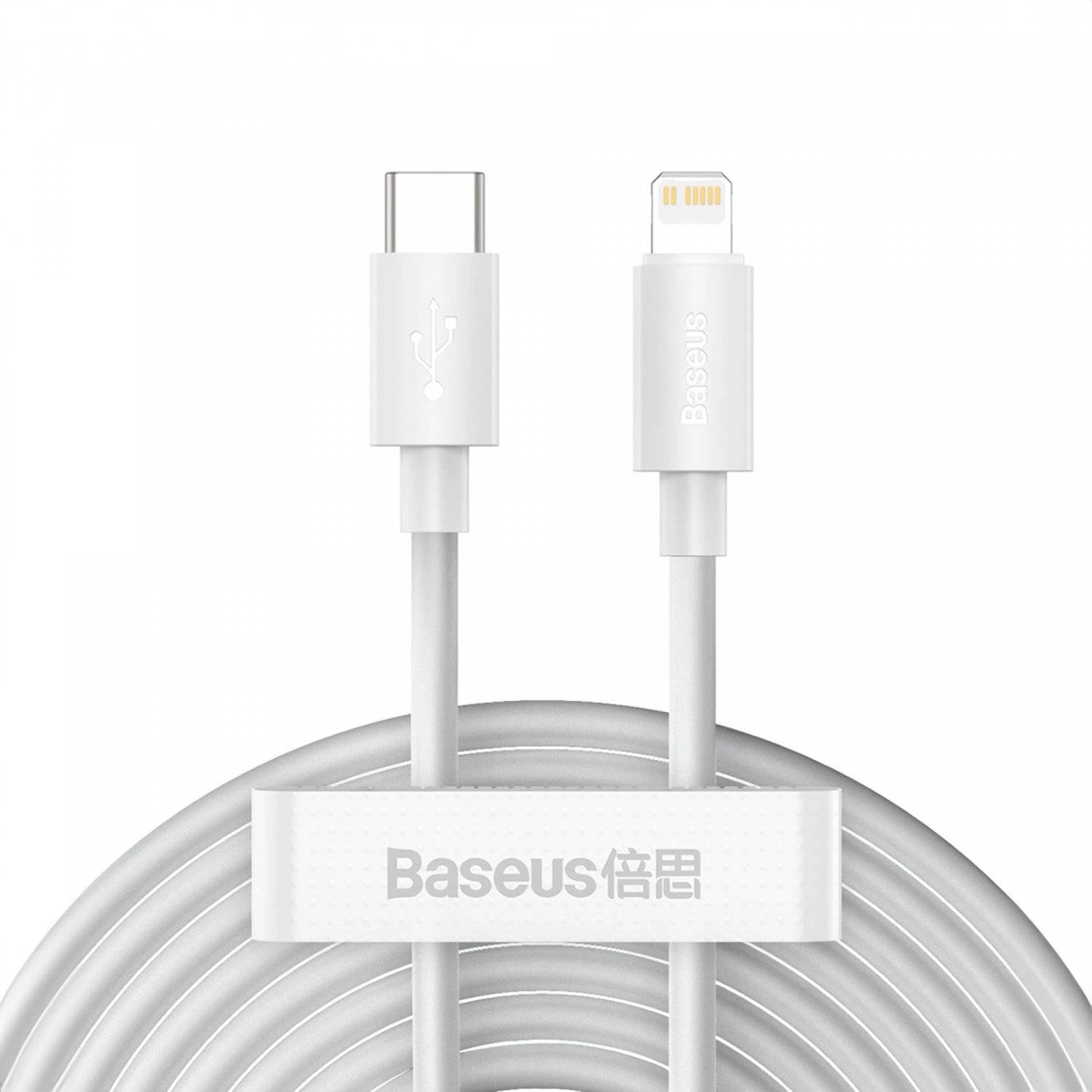 Baseus Simple Wisdom USB-C Kabel kompatibel mit iPhone 20W 1,5 m 2 Stück Weiß