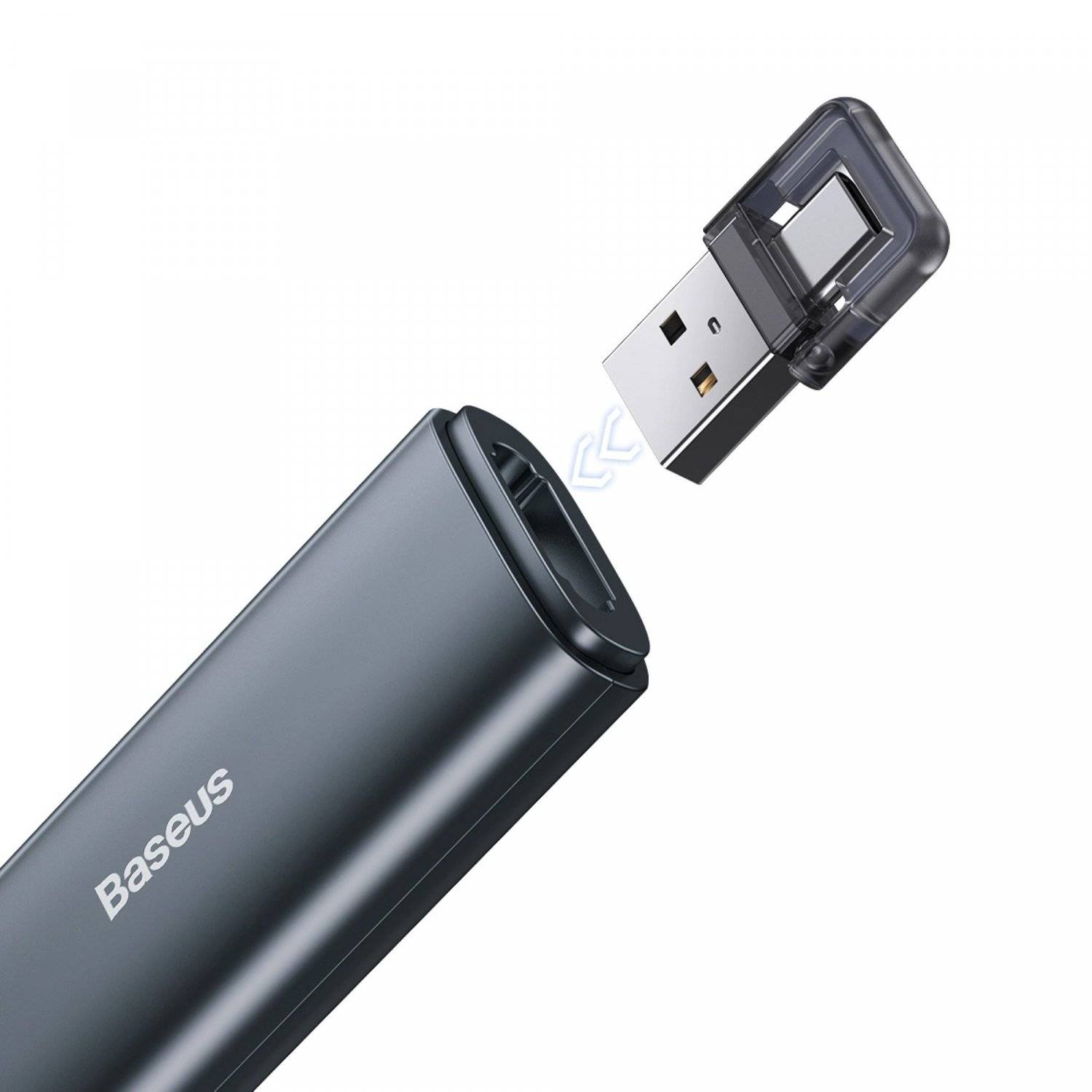 Baseus Orange Dot AI-Laserpointer mit automatischer Sprachtranskription, zwei Laser – Grau