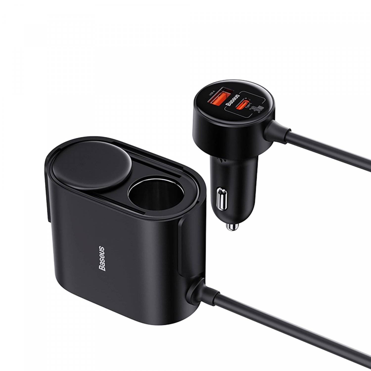 Baseus High Efficiency Pro 2x Zigarettenanzünder-Adapter mit USB-A USB-C 30W Ladegerät – Schwarz