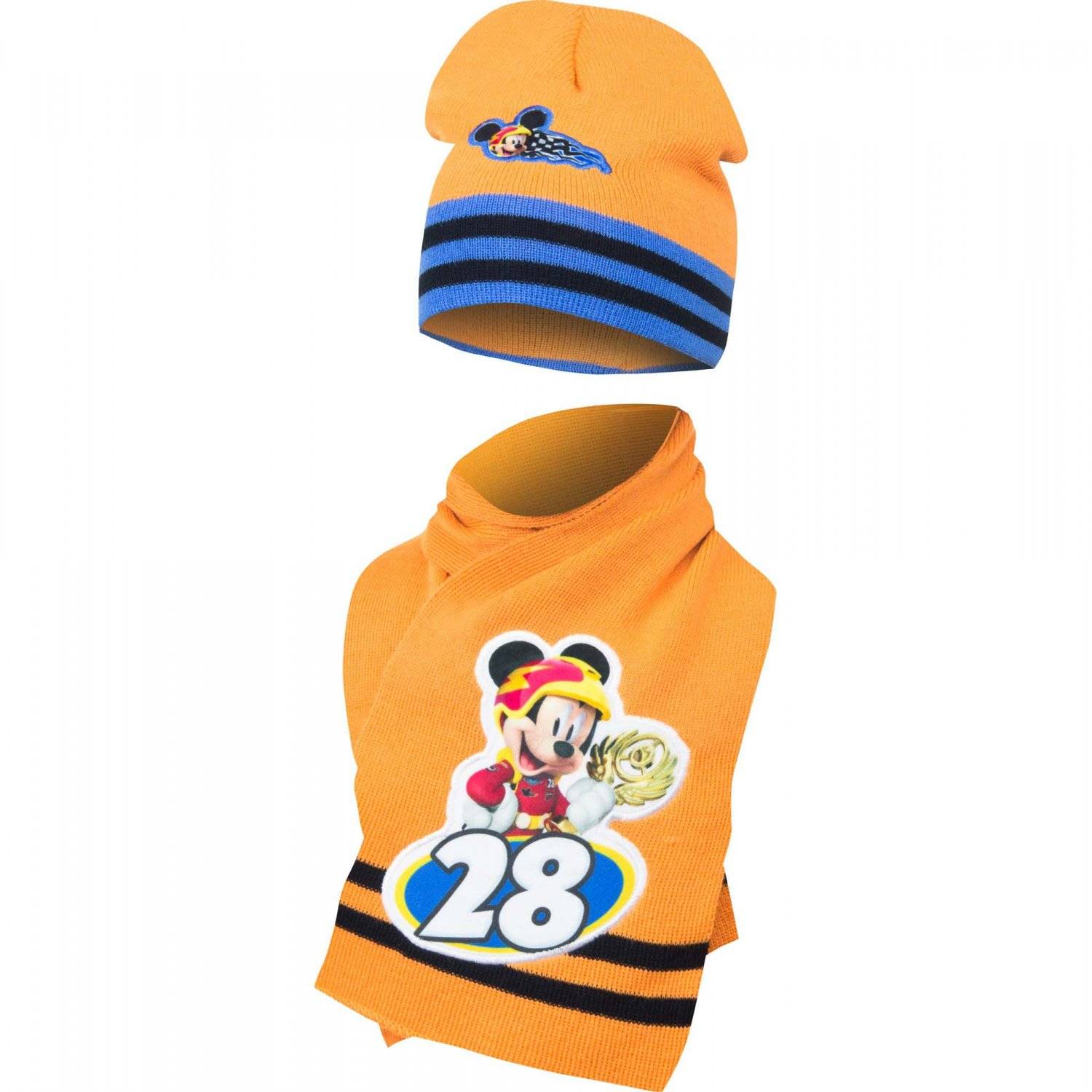 Mickey Maus Mütze und Schal Set Stylisches Winteraccessoire für Kinder Orange 48/51