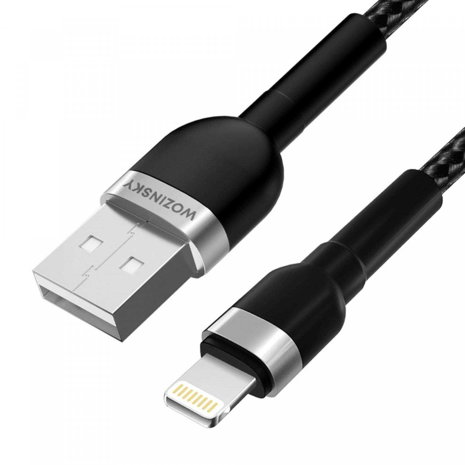 Ladekabel in Schwarz Datenkabel USB-A kompatibel mit iPhone 2,4A Kabel 2m