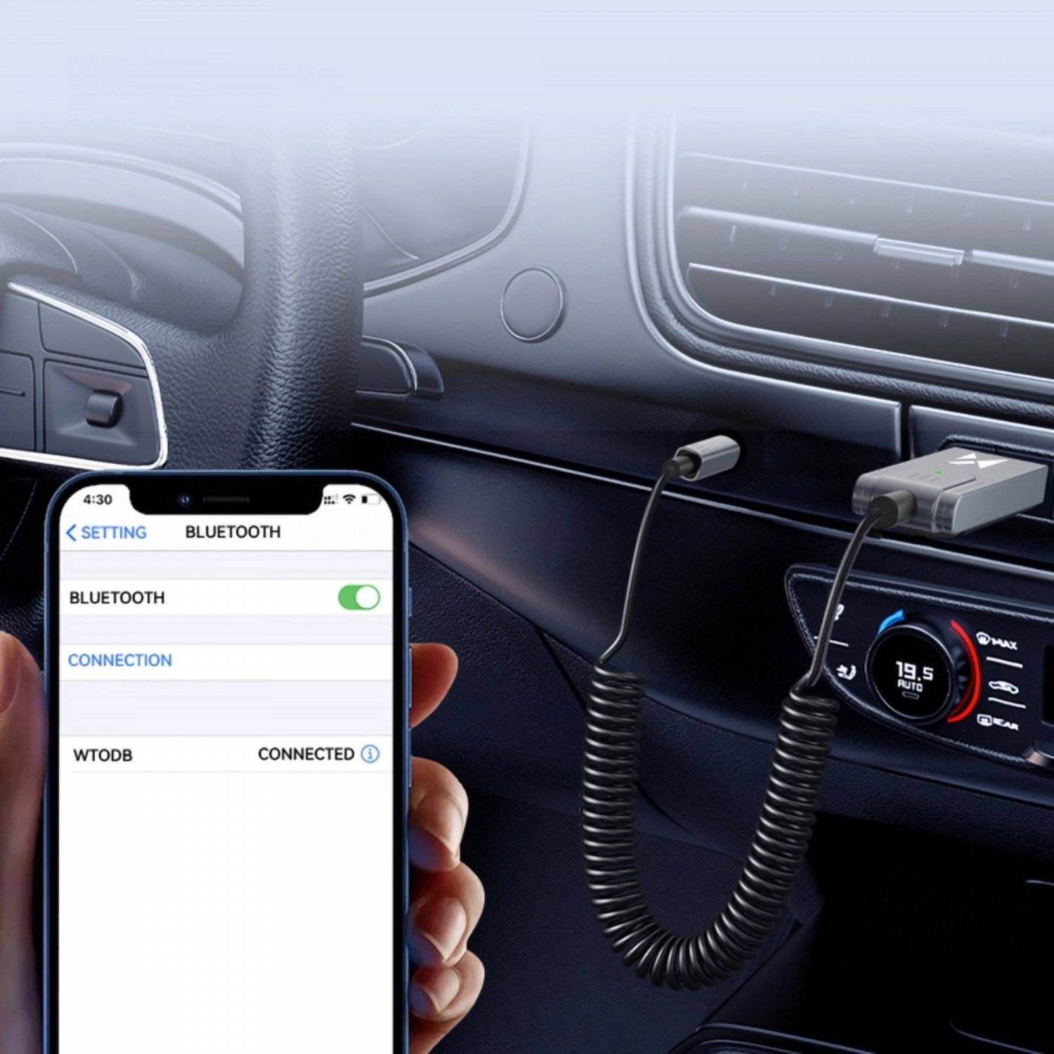 Bluetooth 5.3 Audioadapter / AUX-Audioempfänger in Schwarz 10m Reichweite