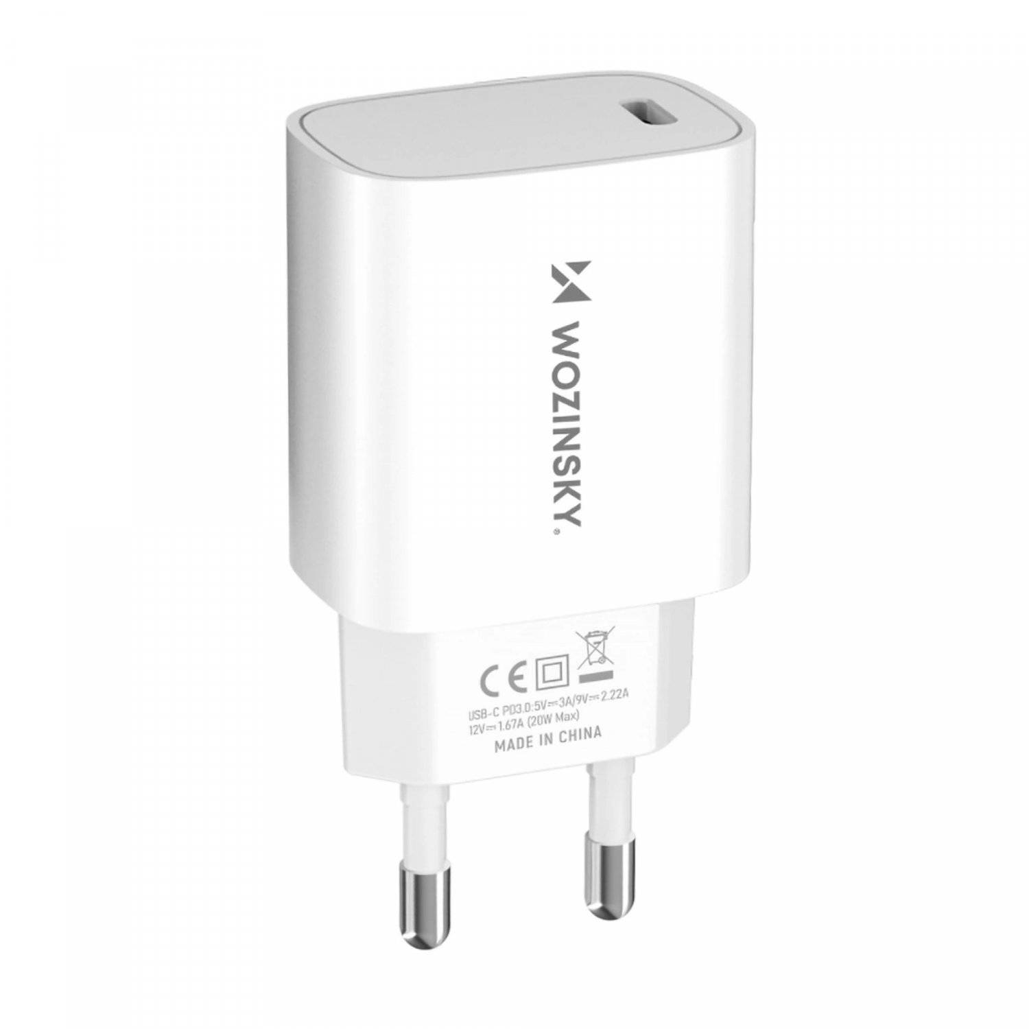 Wandladegerät Schnellladegerät in Weiß 20W mit 1x USB Typ C Anschluss Ladegerät