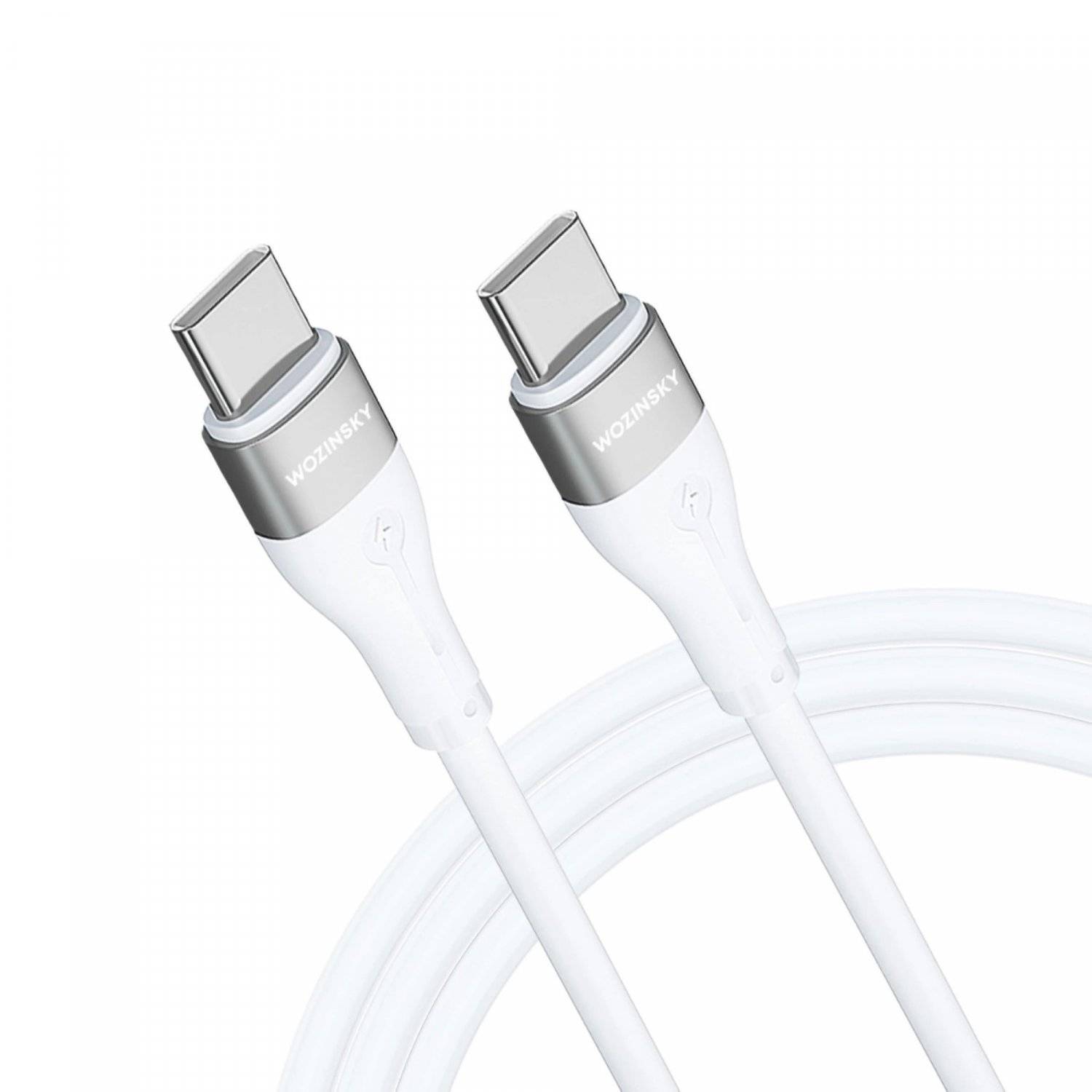 Ladekabel mit USB-C auf USB-C PD 65W 2 m Datenkabel in Weiß 480 Mbit/s