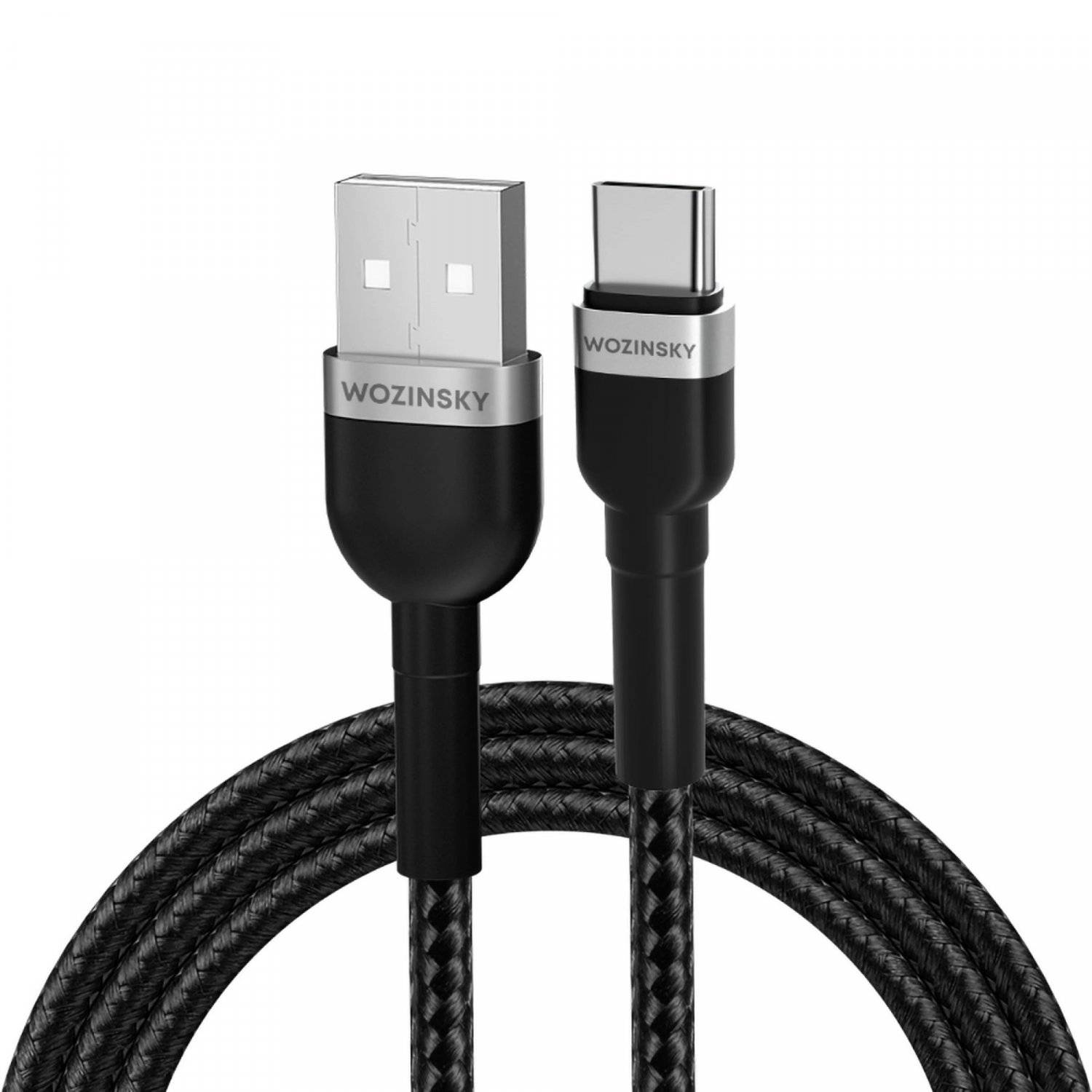 Ladekabel mit USB Typ A zu USB Typ C Anschlüssen Datenkabel in Schwarz 2,4A 2m