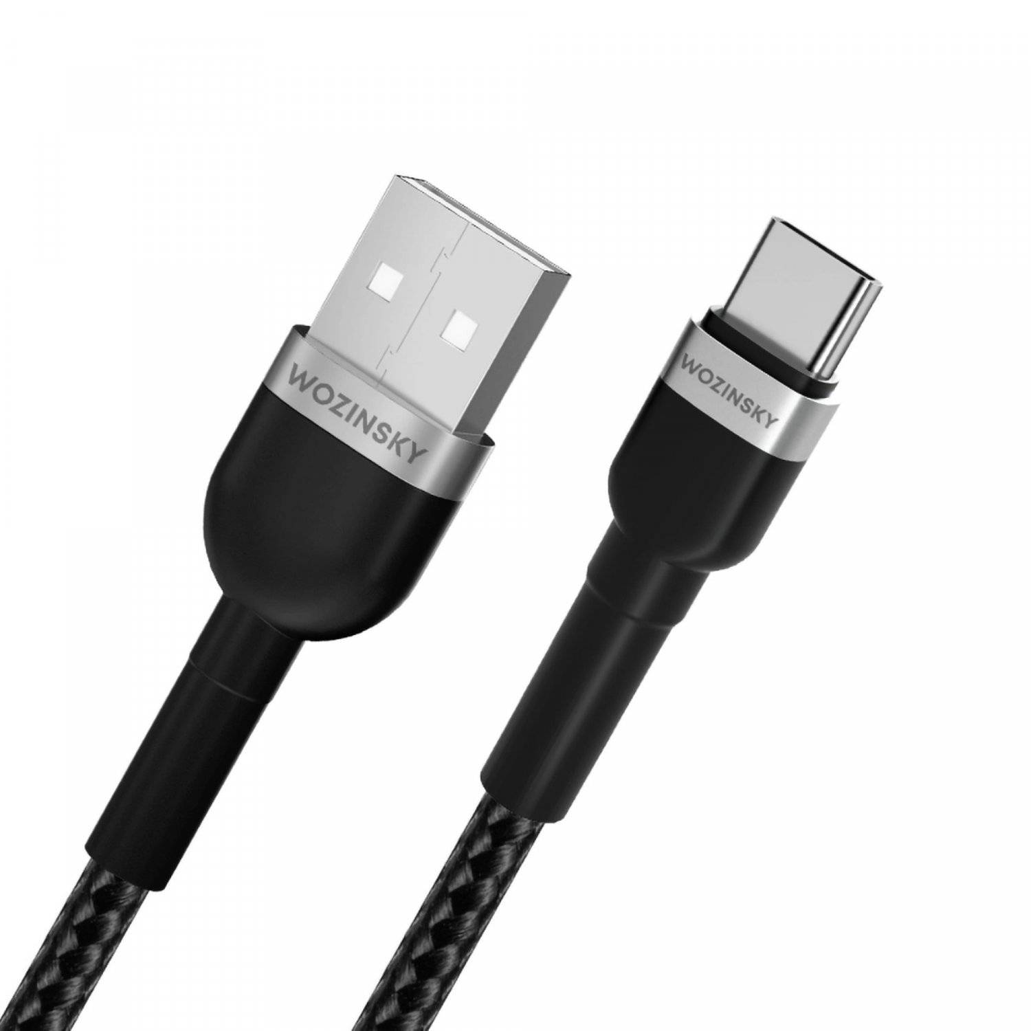 Ladekabel mit USB Typ A zu USB Typ C Anschlüssen Datenkabel in Schwarz 2,4A 2m