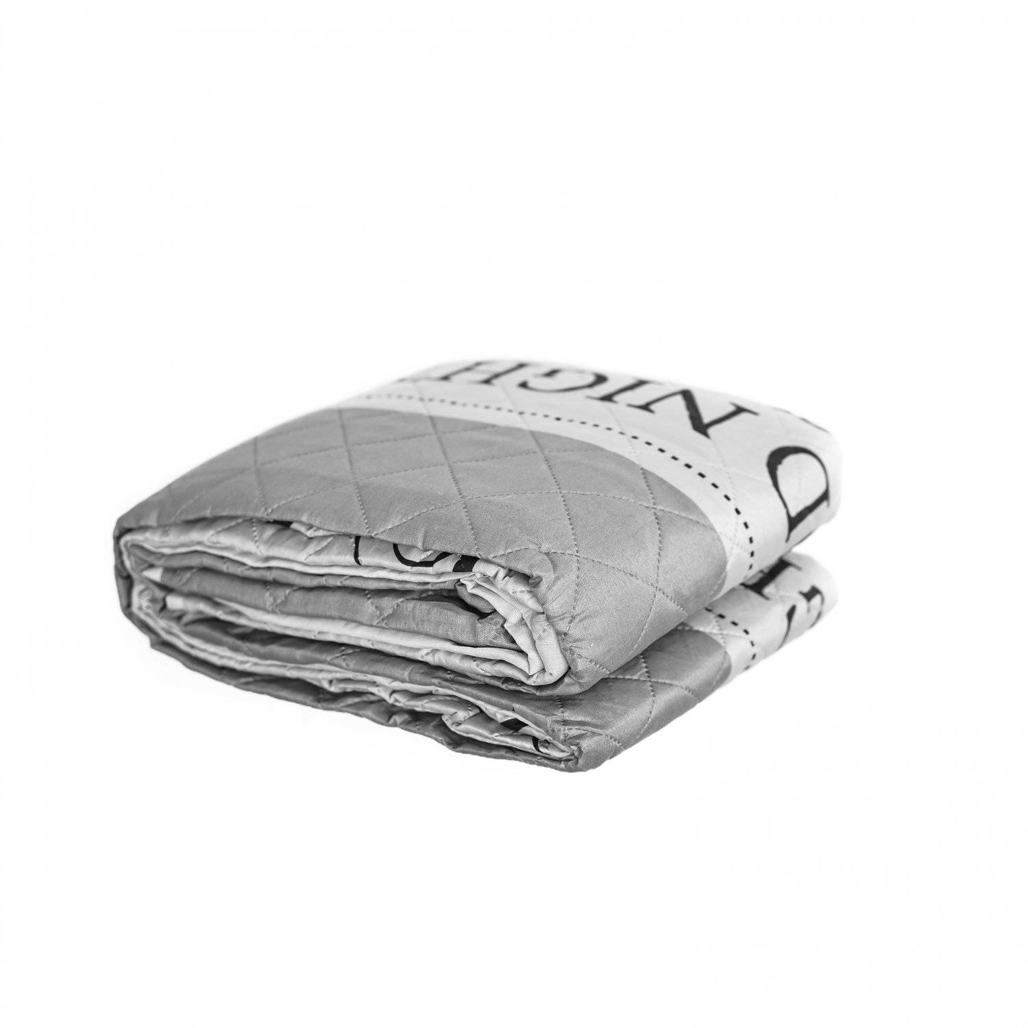 Tagesdecke, Sofaüberwurf in Grau GoodNight-Motiv aus 100% Polyester Bettüberwurf 240x220 cm