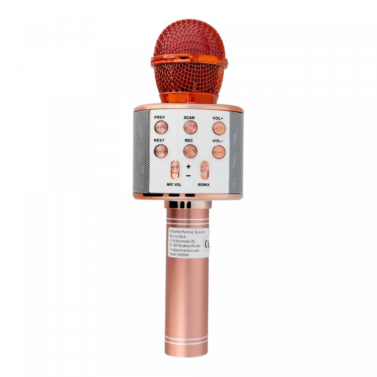 Multimedia Karaoke-Mikrofon Kabelloser Bluetooth Lautsprecher 1800mAh Rosegold