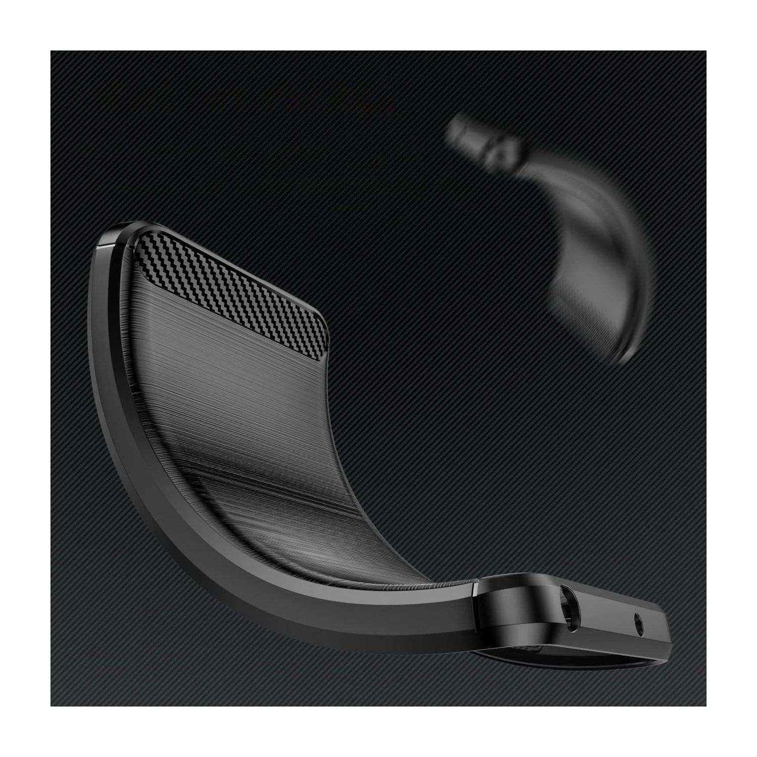 Carbon Case kompatibel mit Samsung Galaxy A25 5G flexible Silikon Carbon Hülle schwarz